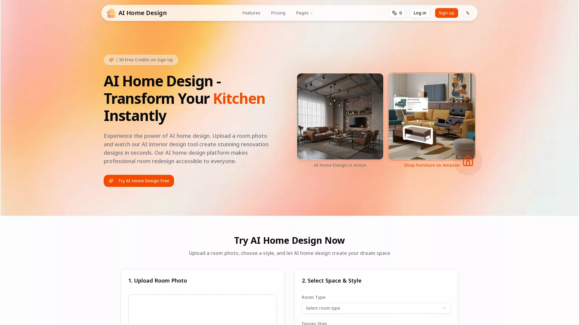 AiHomeDesign - AIInteriorDesignTool Website Screenshot