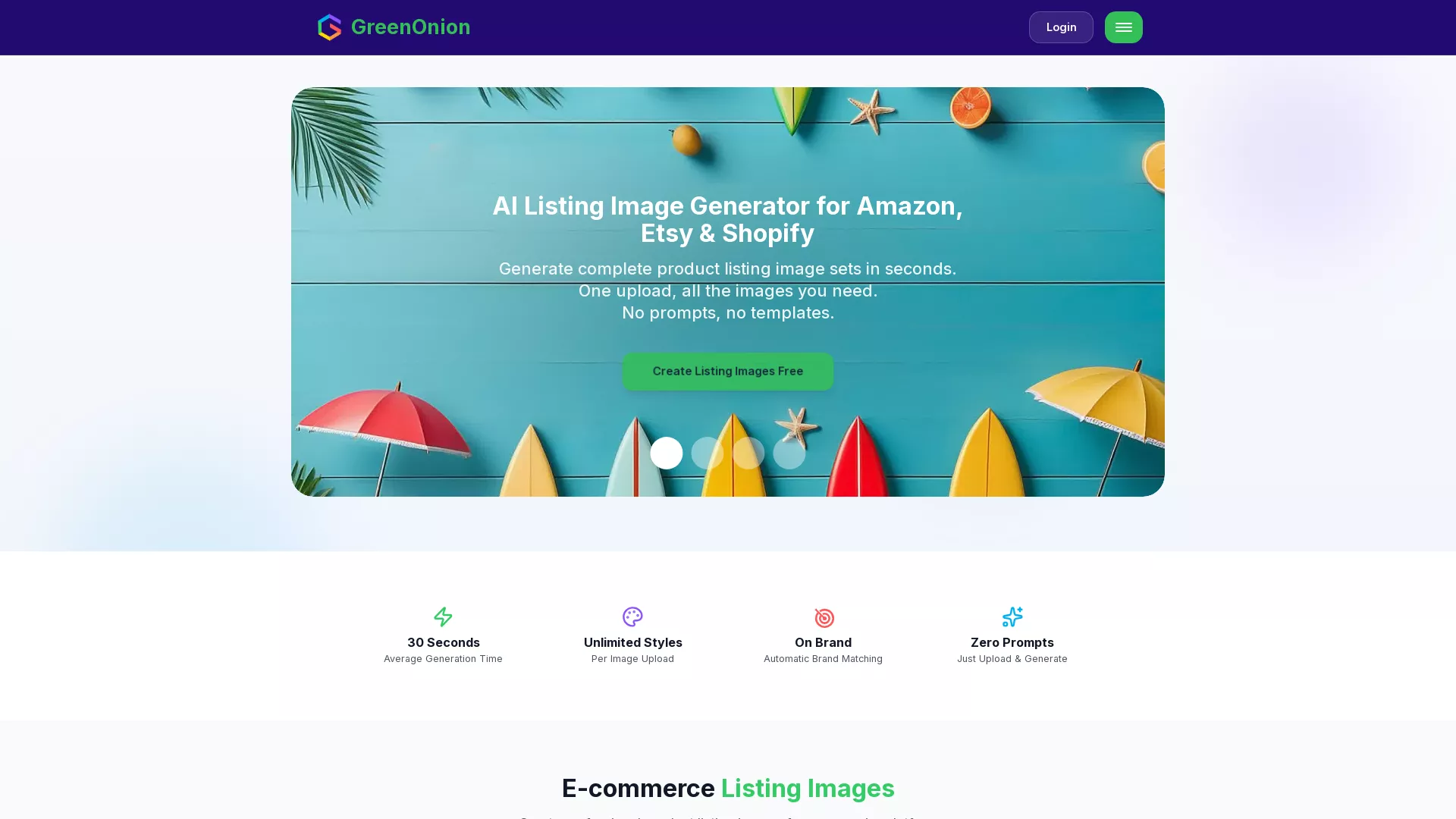 GreenOnionAI - AI Product Photography Website Screenshot