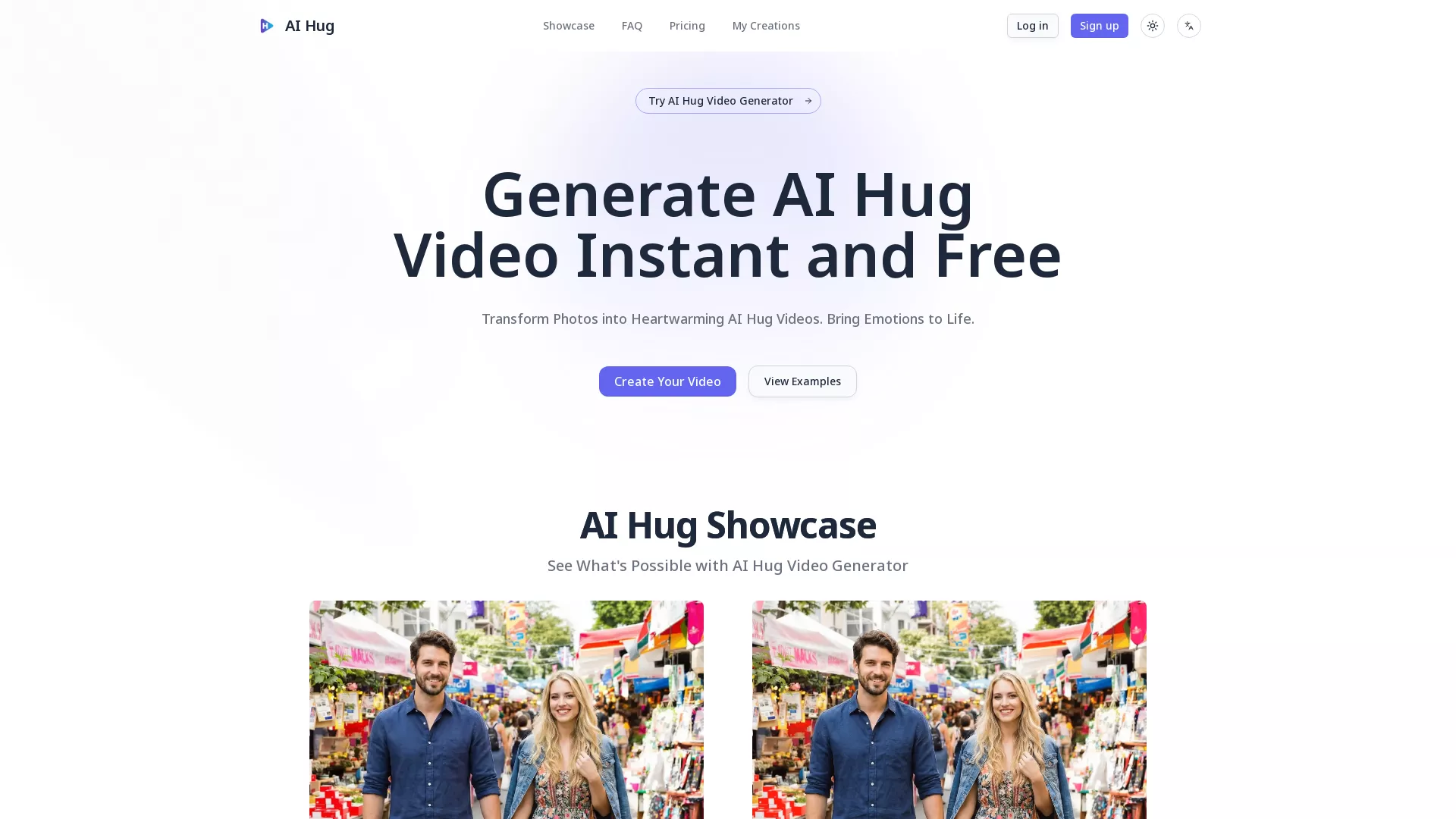 AIHug - AI Video Generator Website Screenshot