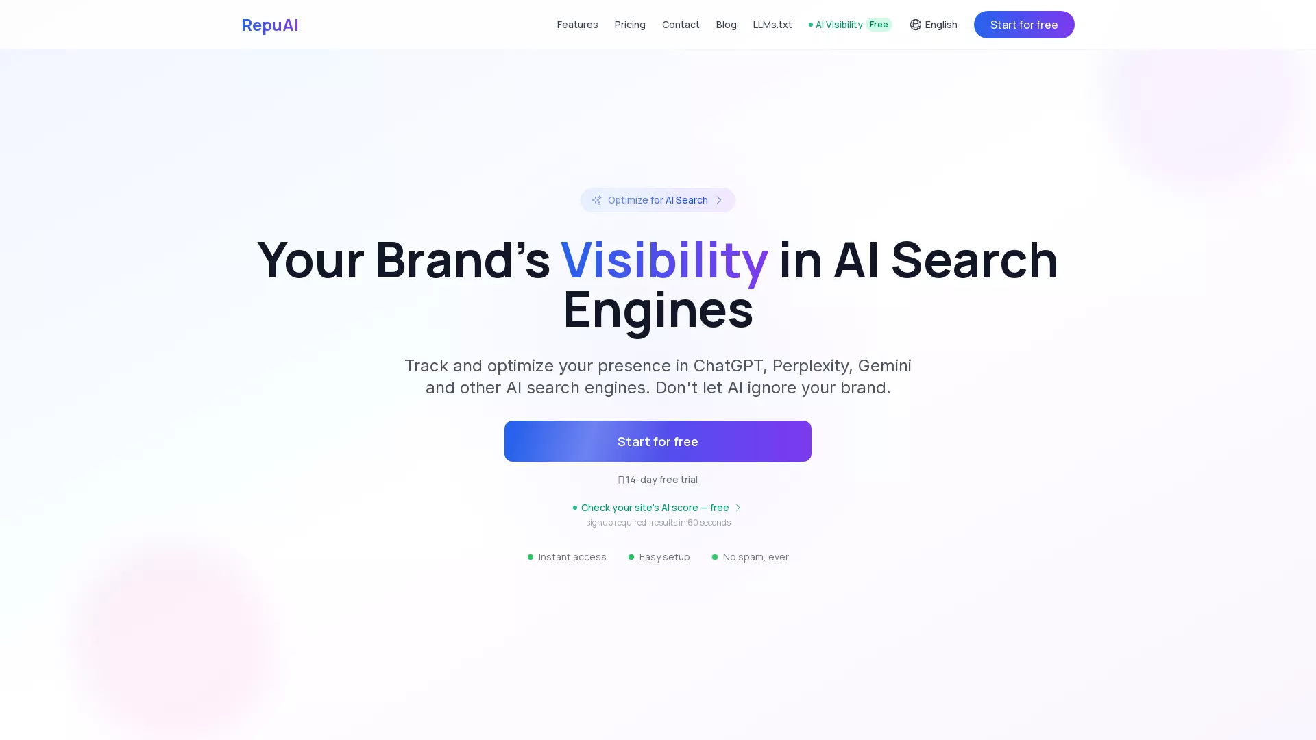 RepuAI - AI Brand Monitoring Tool Website Screenshot