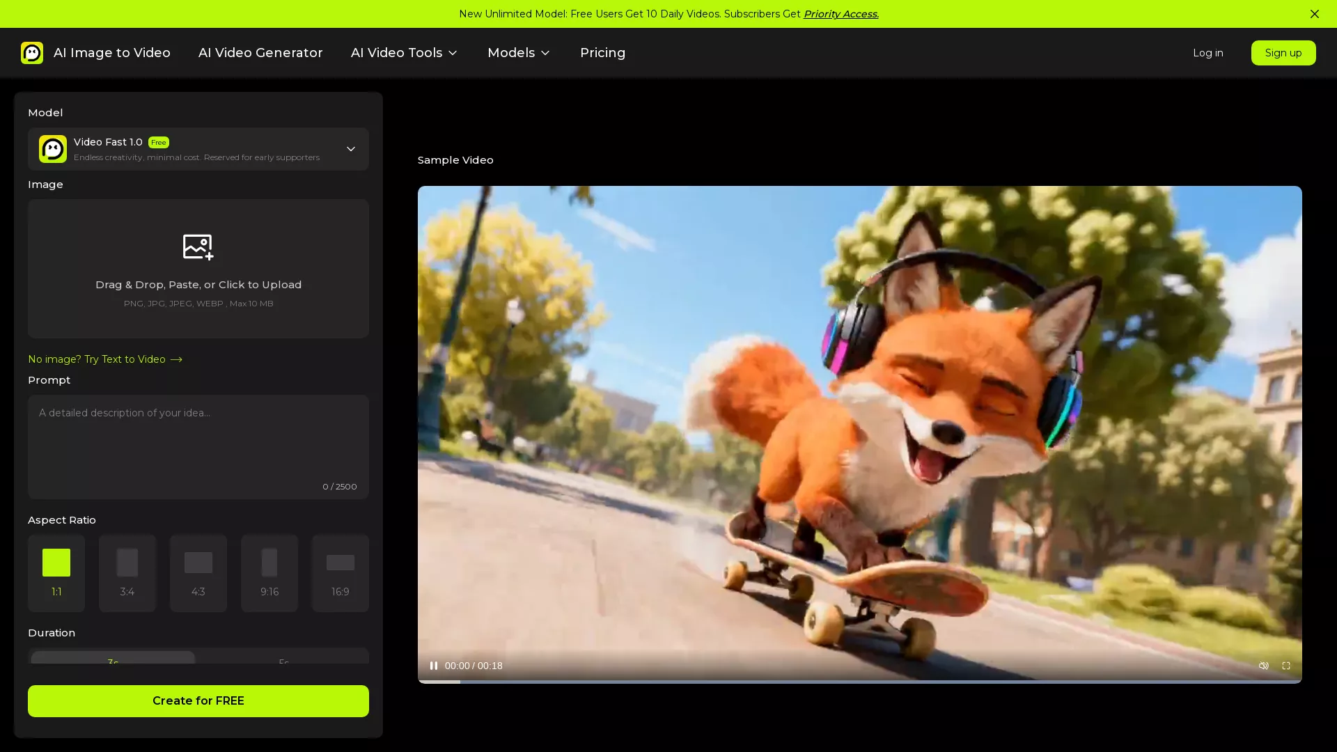 AI Image to Video - AI Image/Photo/Text to Video Tool Website Screenshot