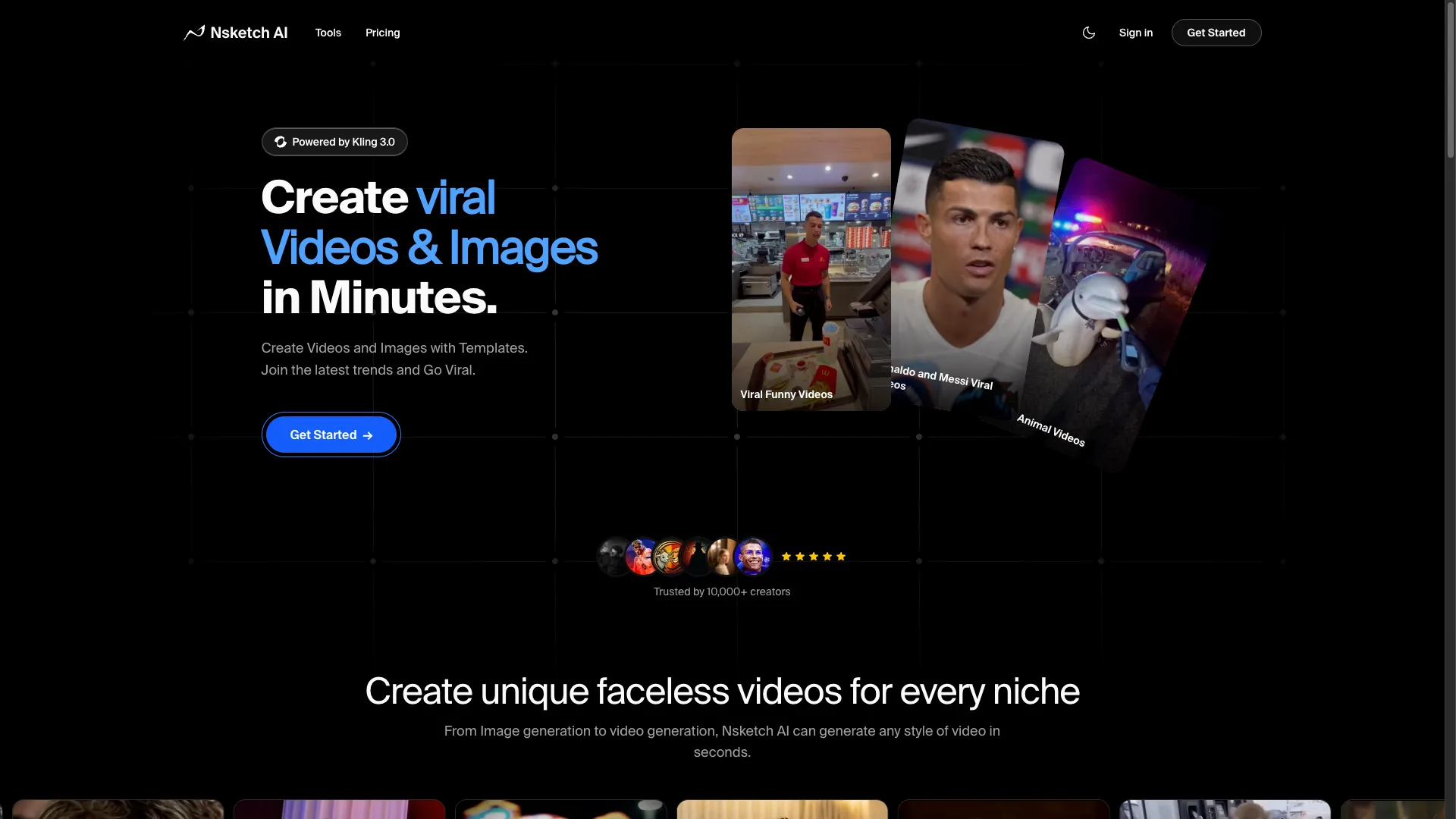 NsketchAI - AI Content Creation Platform Website Screenshot