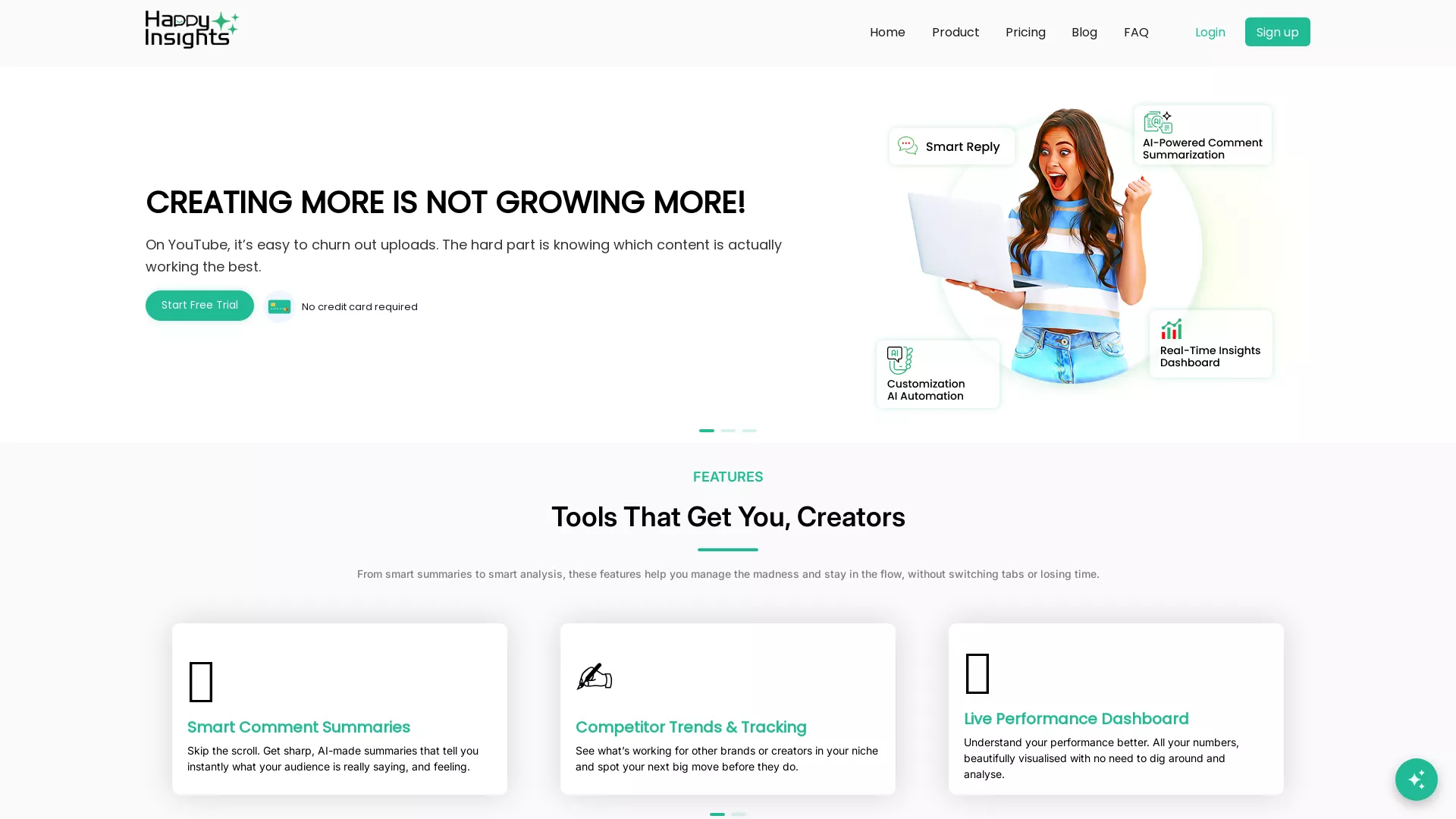 HappyInsightsAI - AI Customer Feedback Insights Website Screenshot