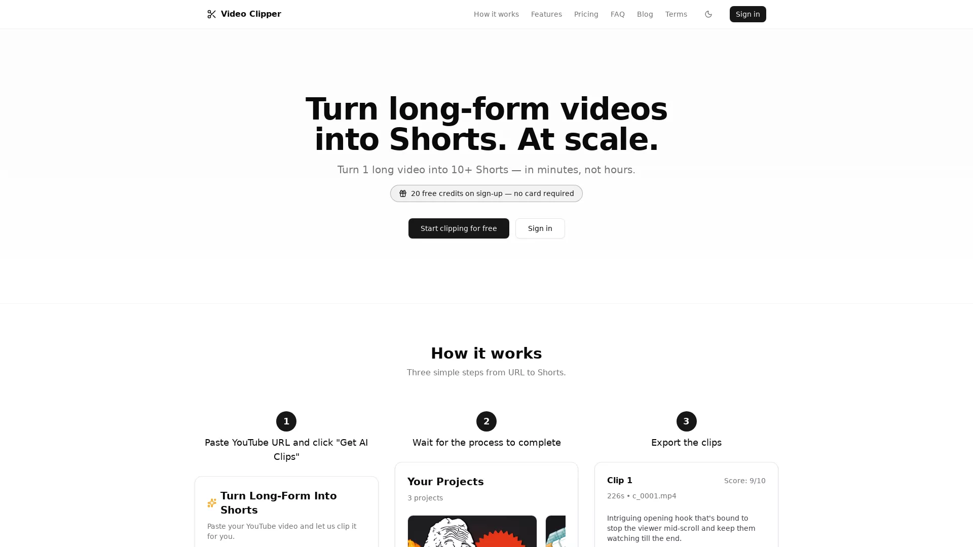 VideoClipper - Video Editing AI Website Screenshot