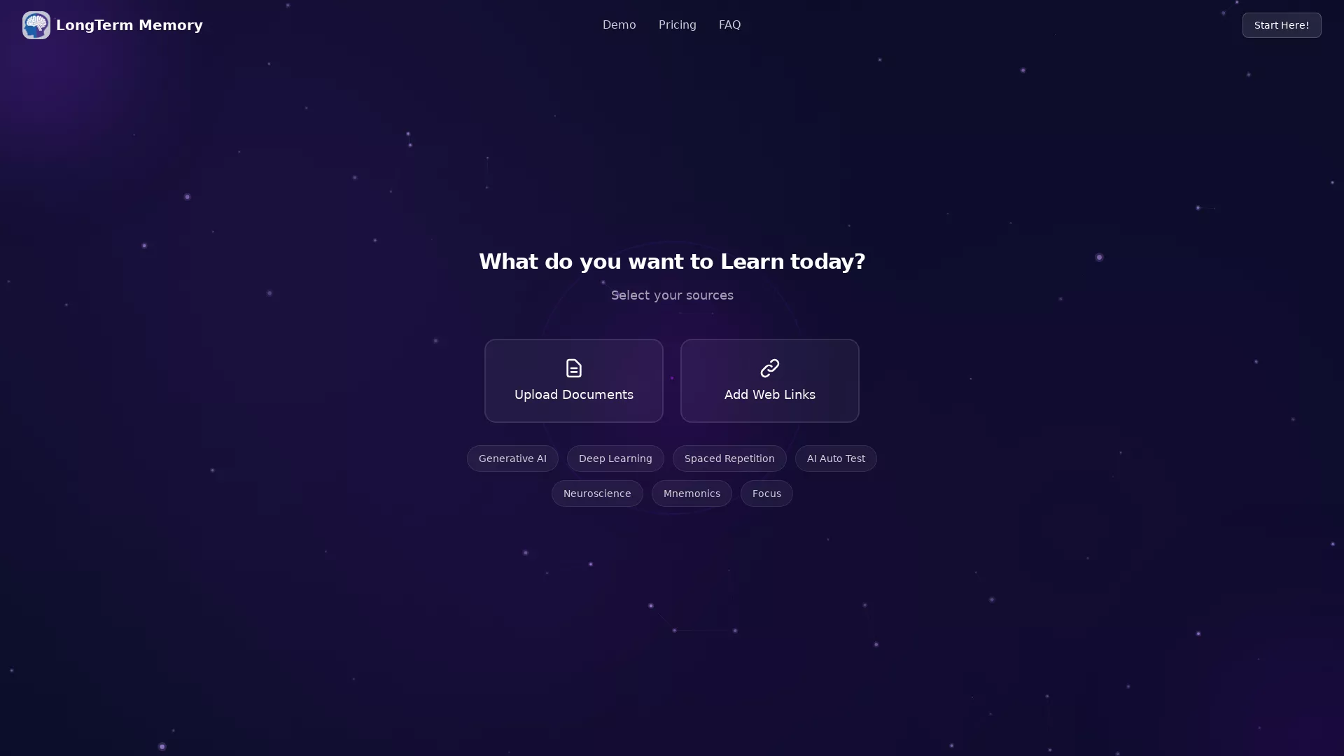 LongTerMemory - AI-powered study & exam preparation tool Website Screenshot