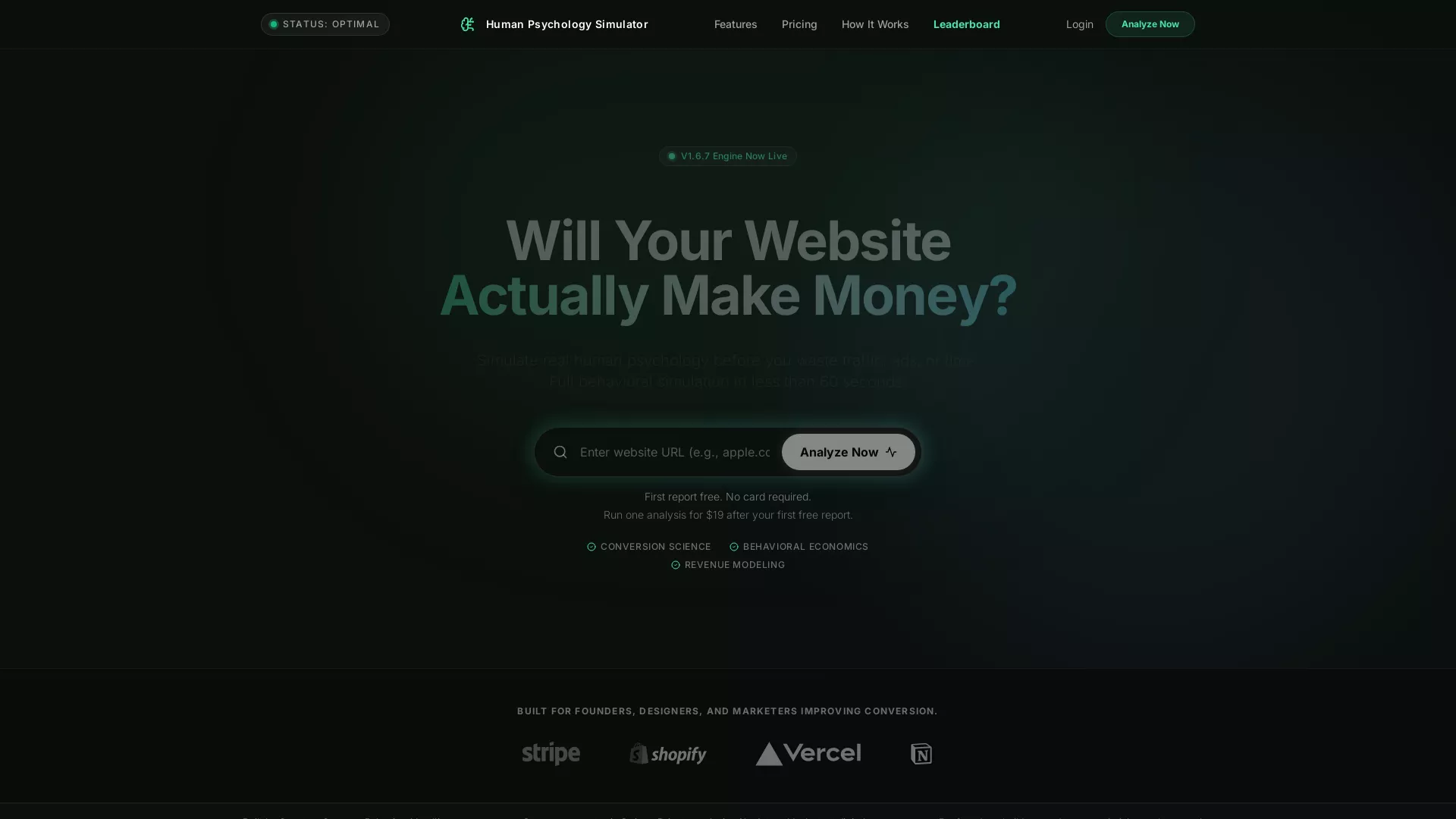HumanPsychologySimulator - Website Conversion Analysis Website Screenshot