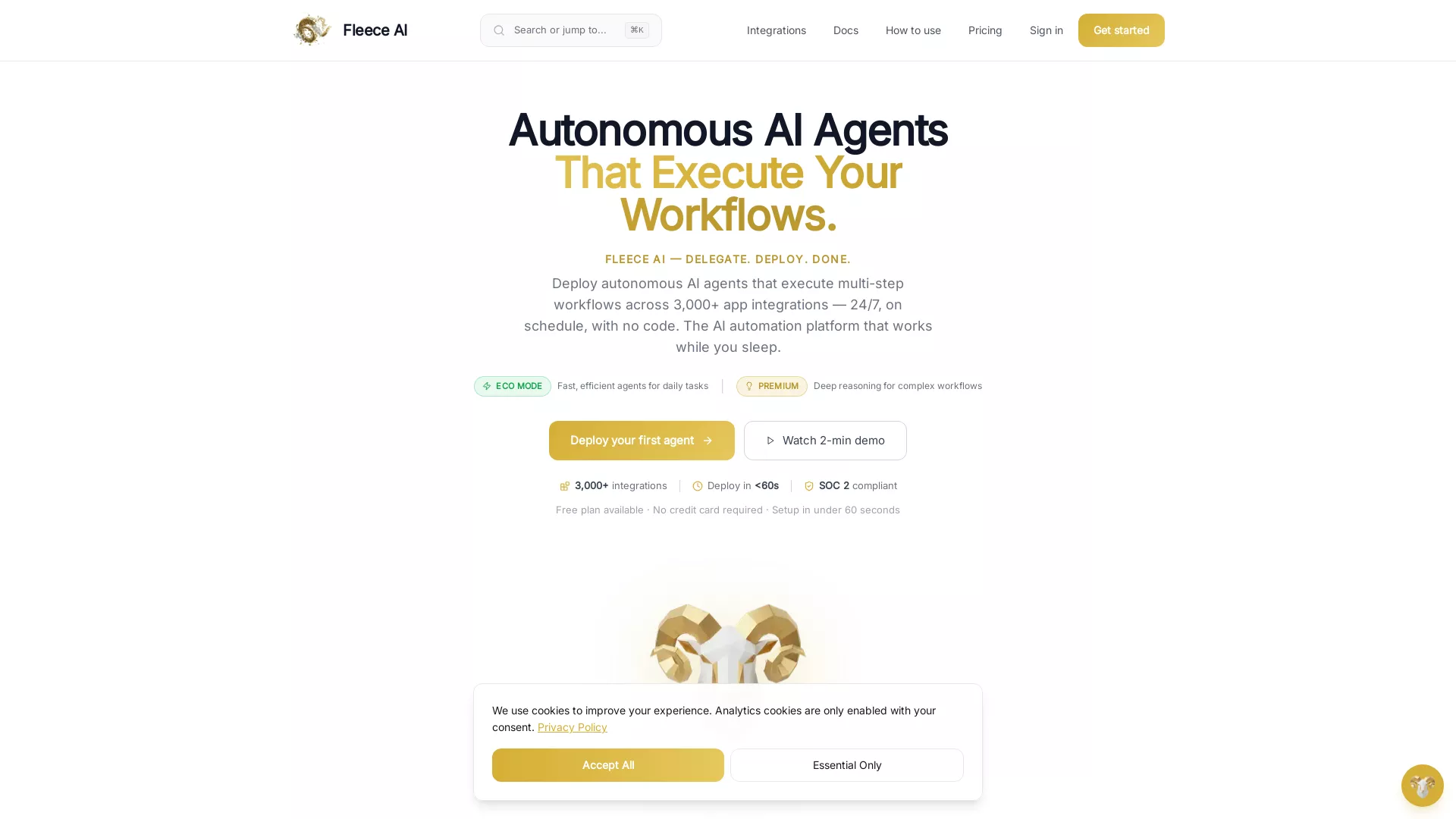 FleeceAI - AI Automation Orchestration Website Screenshot