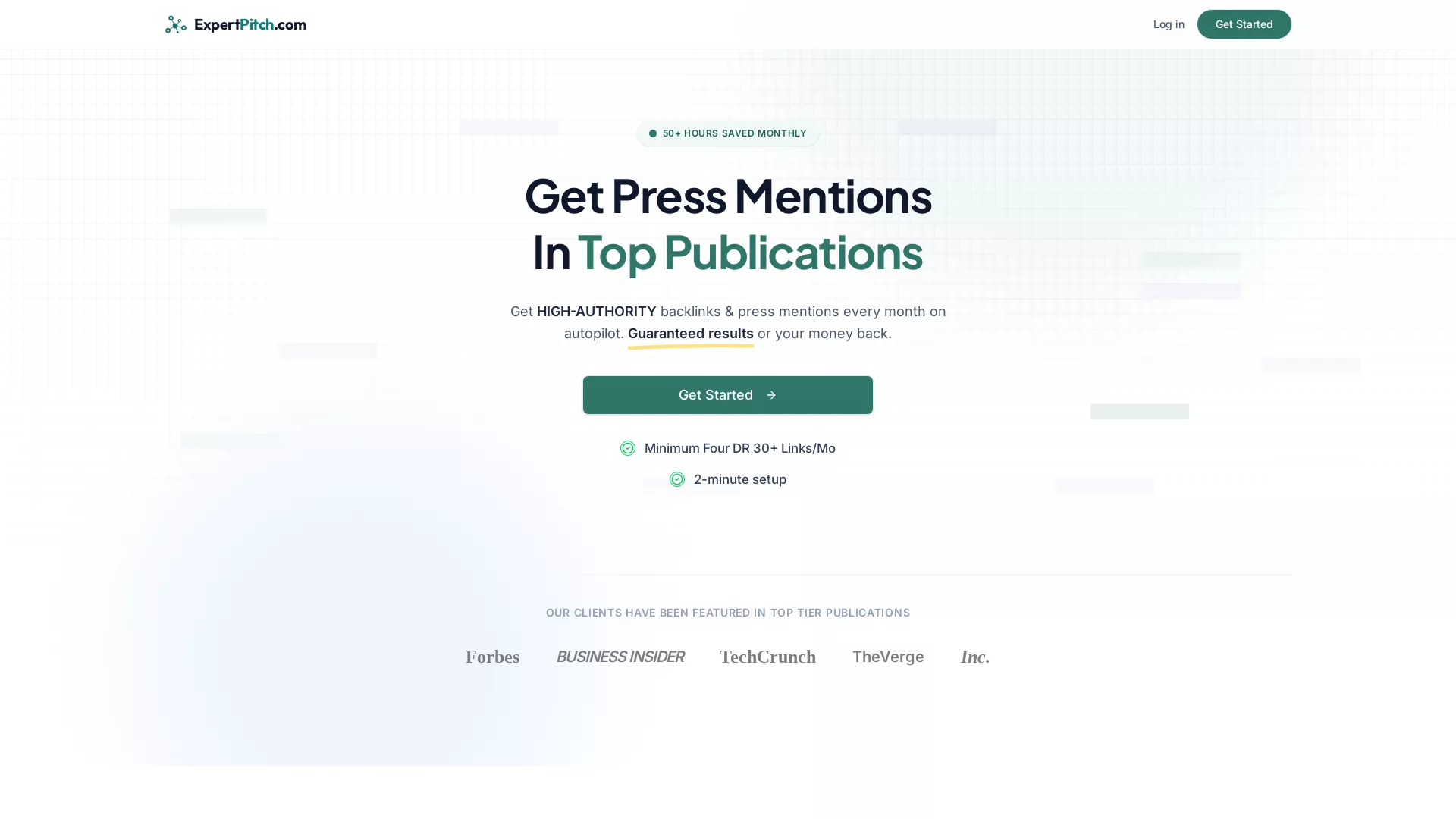 Expert Pitch - Press Mentions In Top Publications Website Screenshot