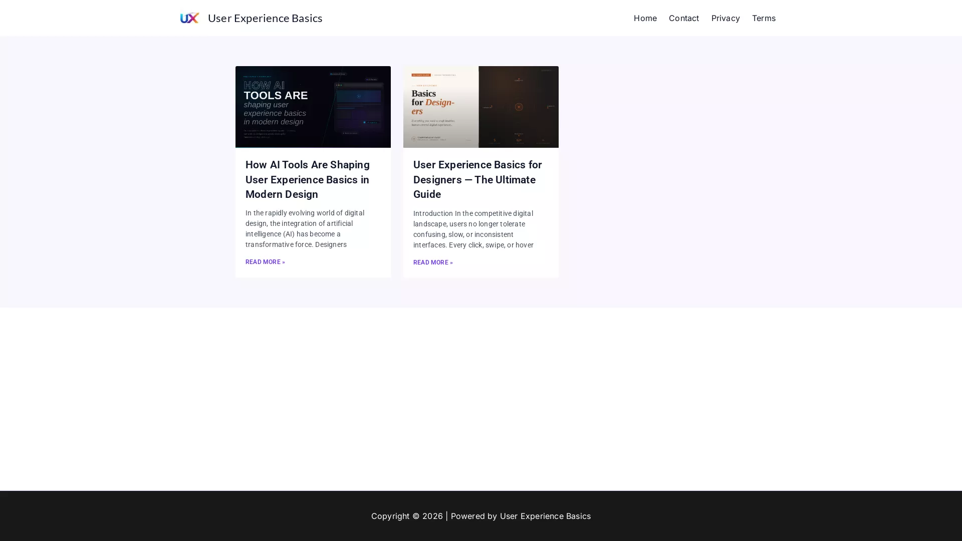 UserExperienceBasics - AI Design Tools Website Screenshot