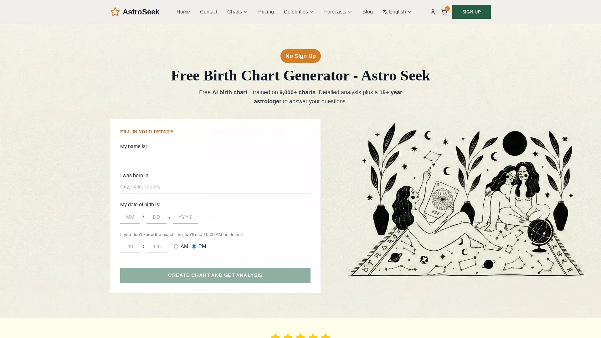 AstroSeek - AI Astrology Analysis Tool Website Screenshot