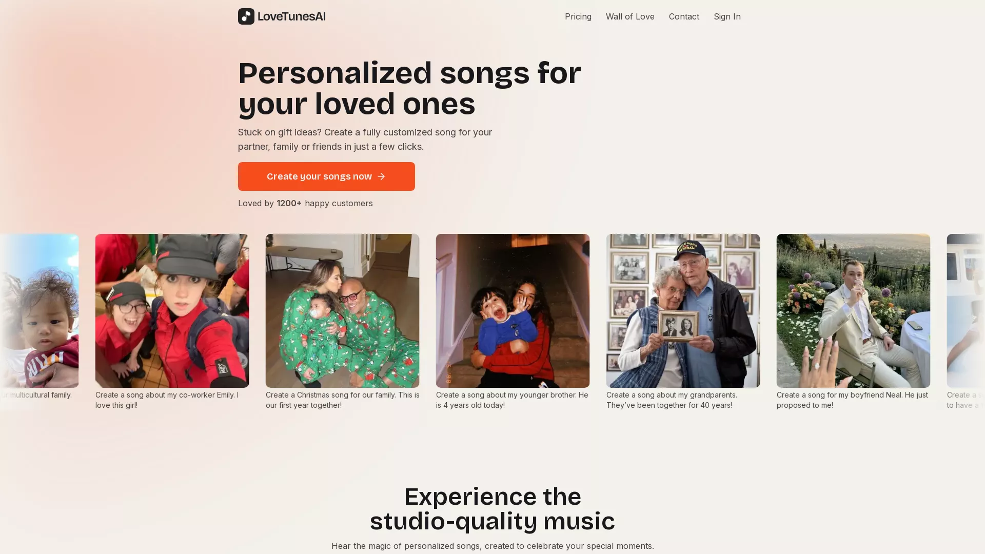LoveTunesAI - AI Music Generator Website Screenshot