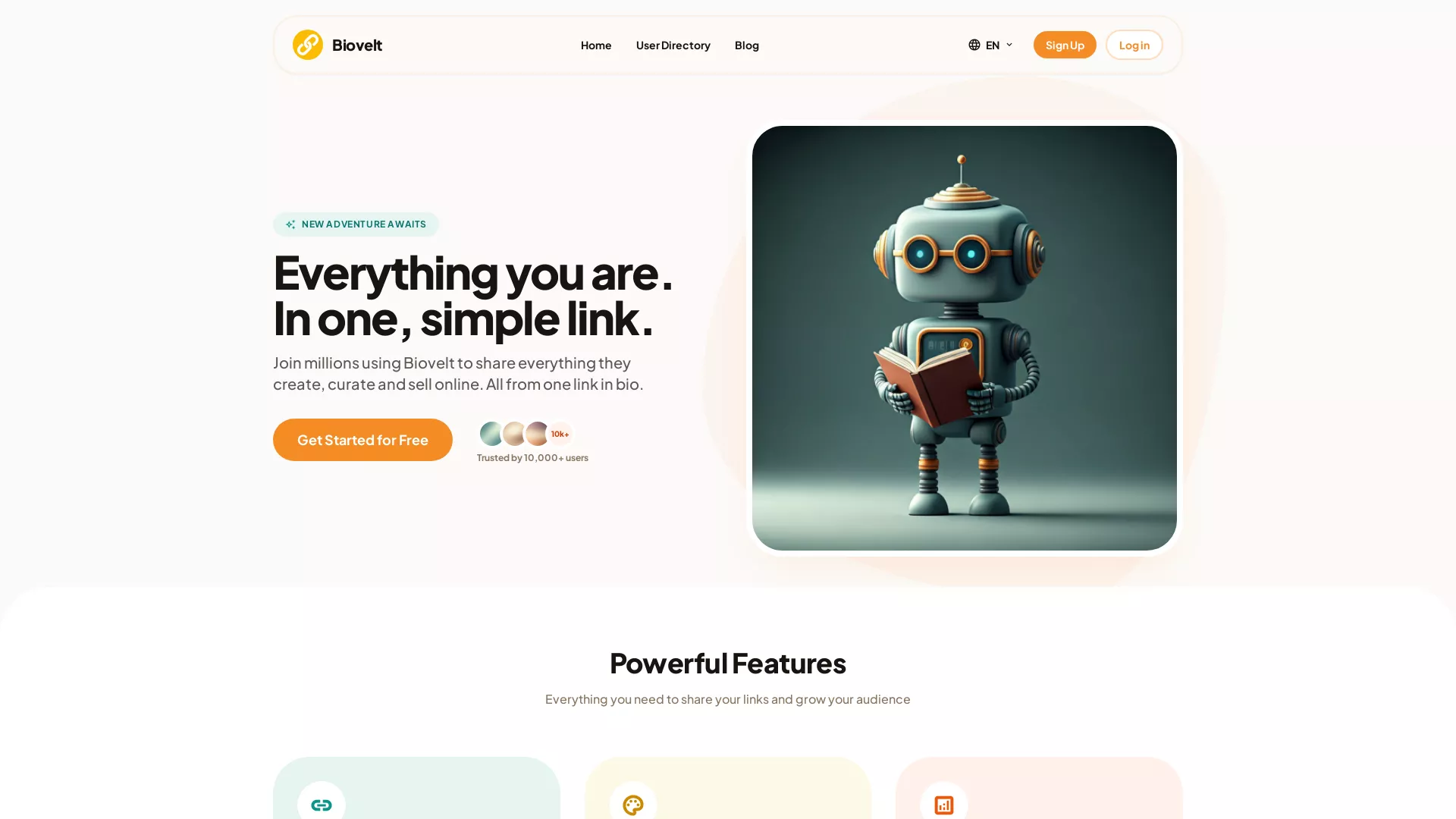 Biovelt - AI Landing Page Builder Website Screenshot