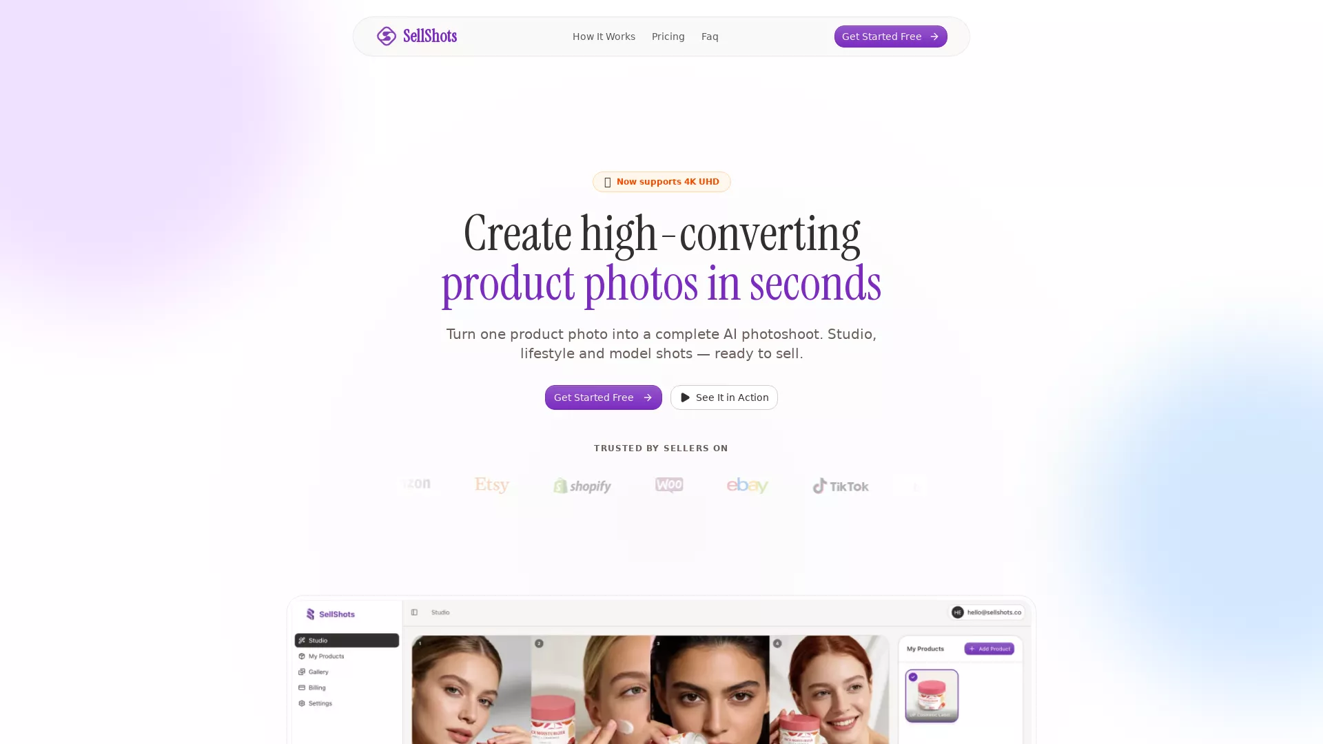 SellShots - AI Product Photography Website Screenshot