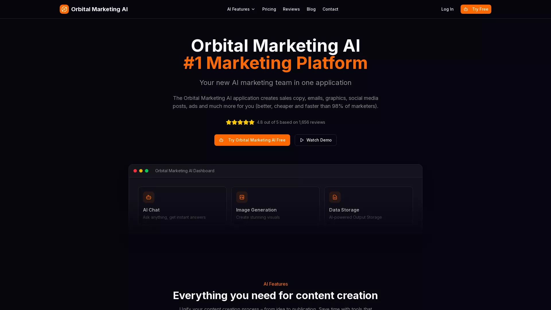 OrbitalMarketingAI - AIMarketingContentGeneration Website Screenshot
