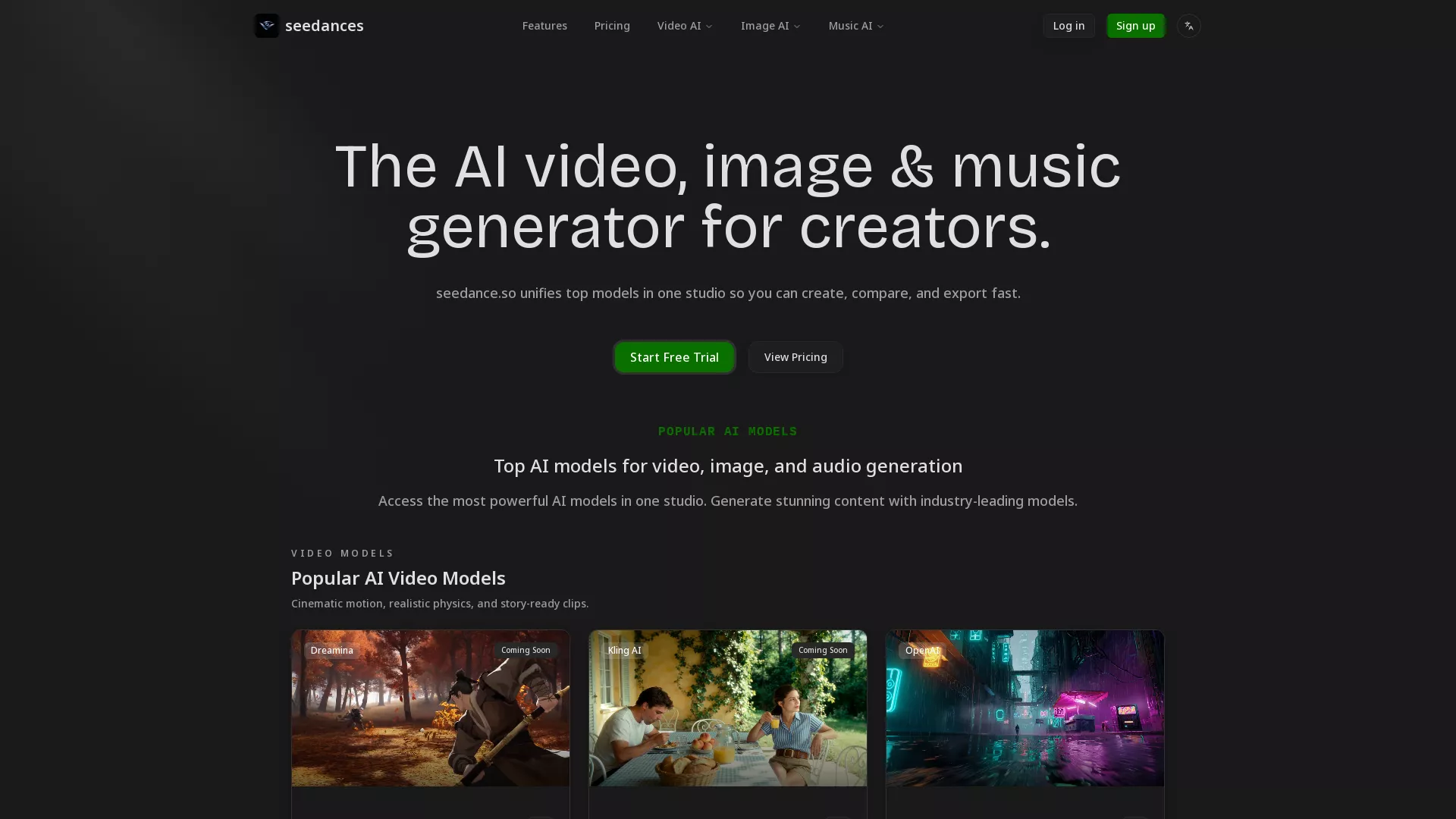 seedance.so - AI video, image & music generator Website Screenshot