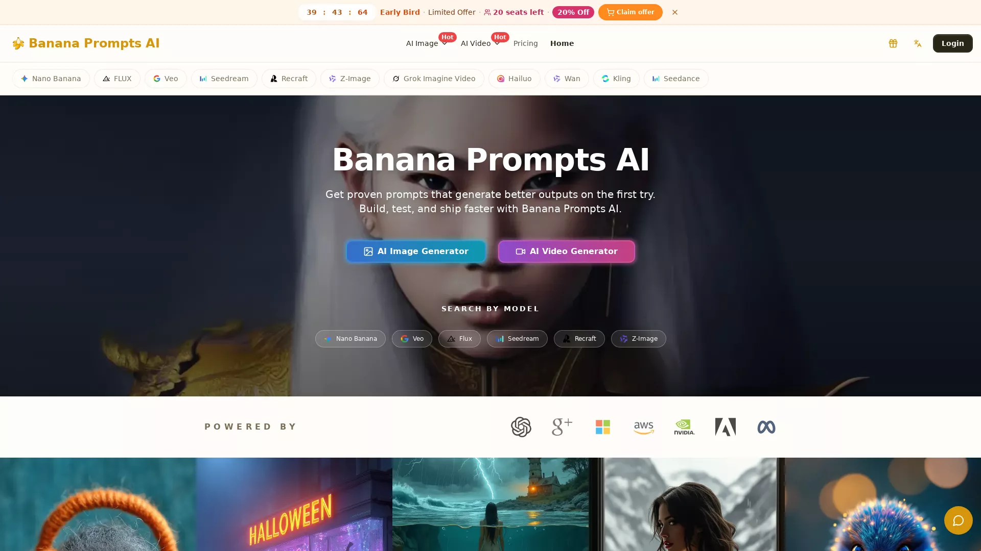BananaPromptsAI - AI Content Creation Tool Website Screenshot