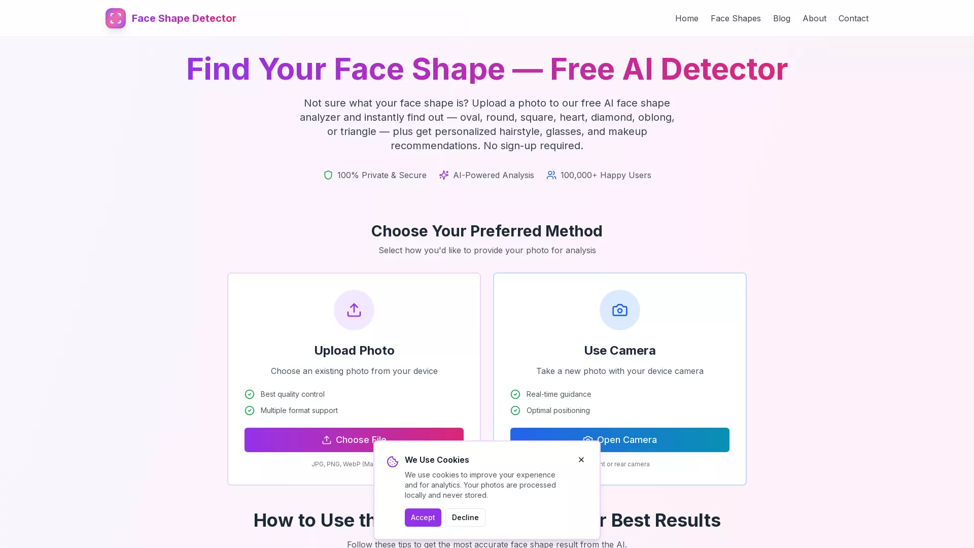 Face Shape Detector - Face Shape Detector Website Screenshot