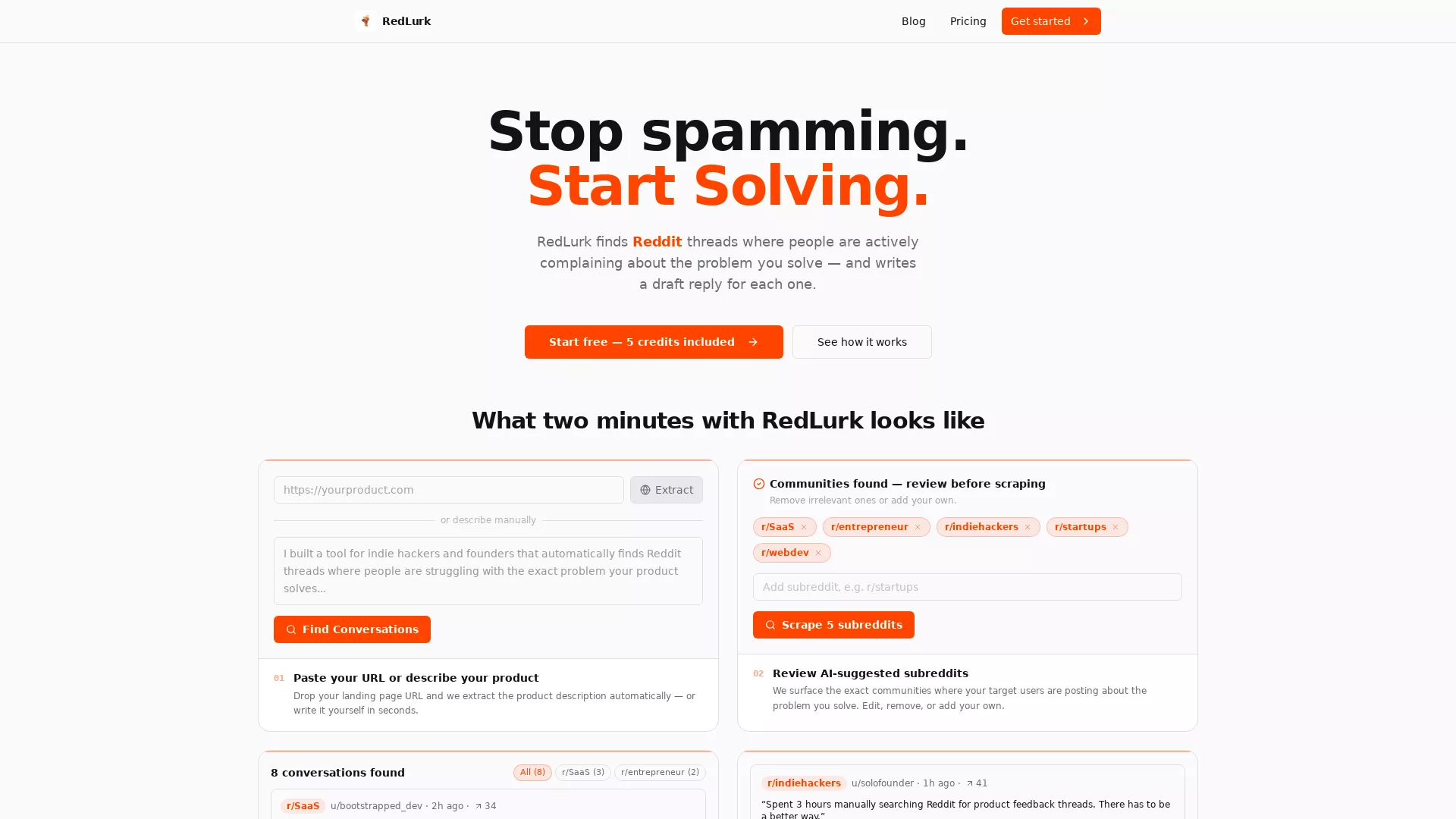 RedLurk - AI Reddit Lead Generation Website Screenshot
