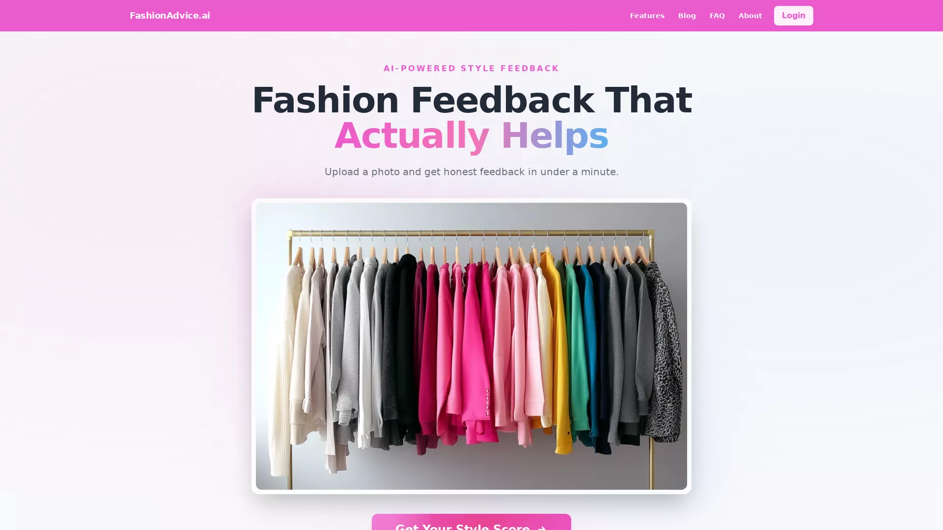 FashionAdviceAI - AIFashionStyleRating Website Screenshot