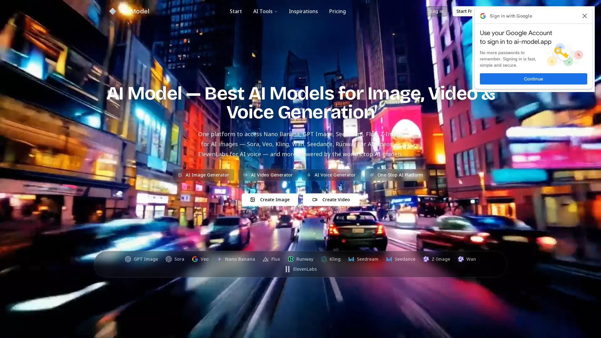 AIModel - AI Media Generation Website Screenshot