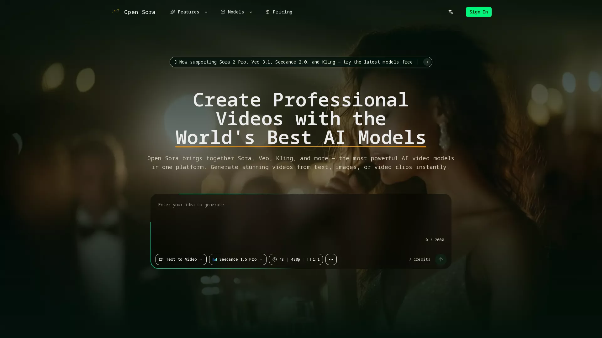 OpenSora - AIVideoGenerationPlatform Website Screenshot