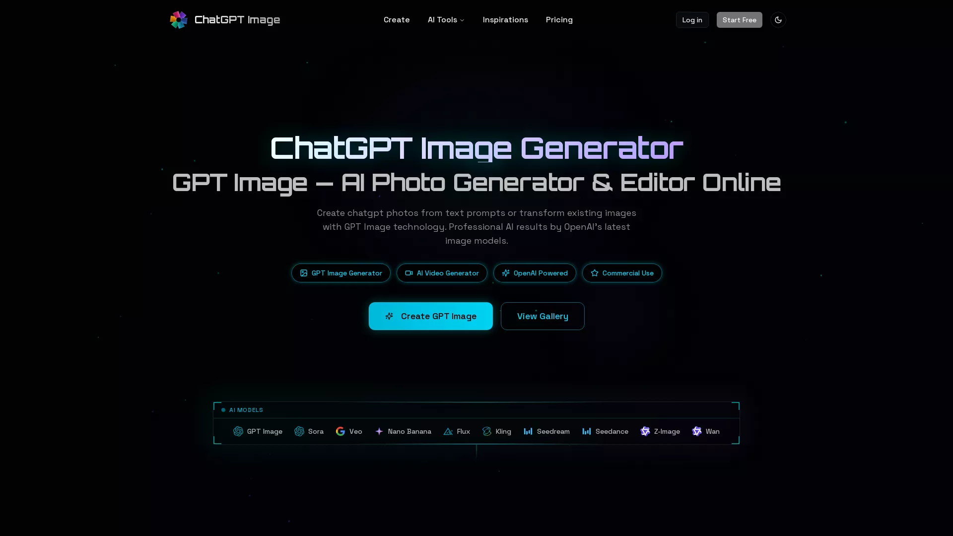 ChatGPTImage - AI Image Creation Website Screenshot