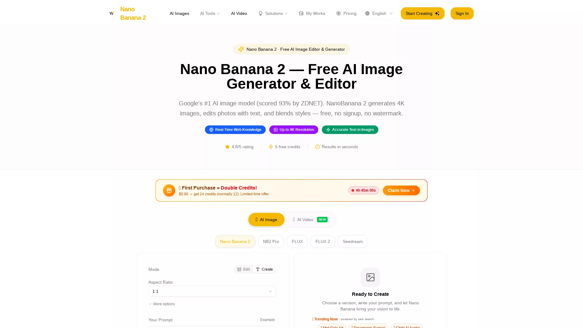 NanoBanana2 - AIImageGenerator Website Screenshot
