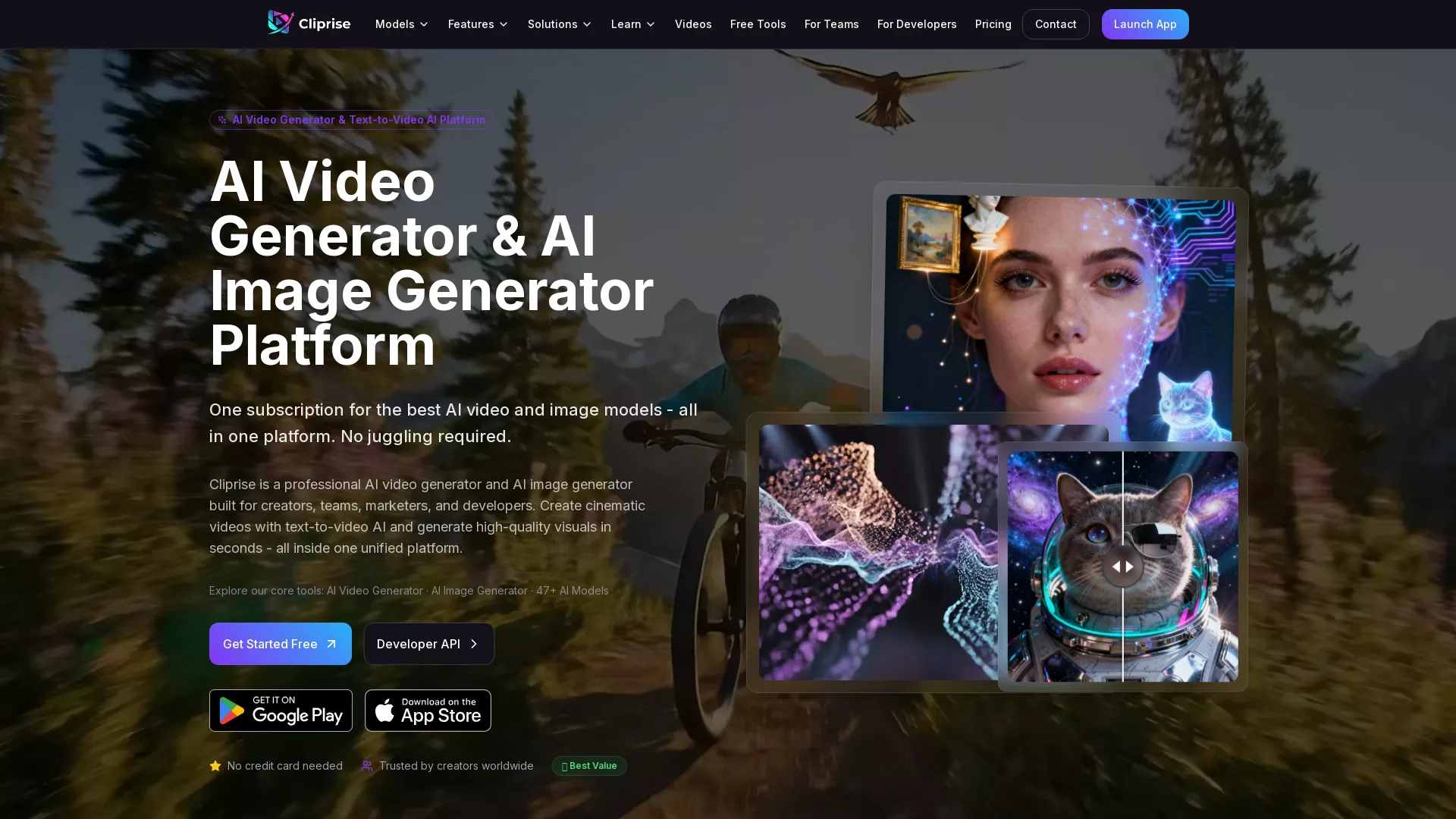 Cliprise - AI Video Content Generator Website Screenshot