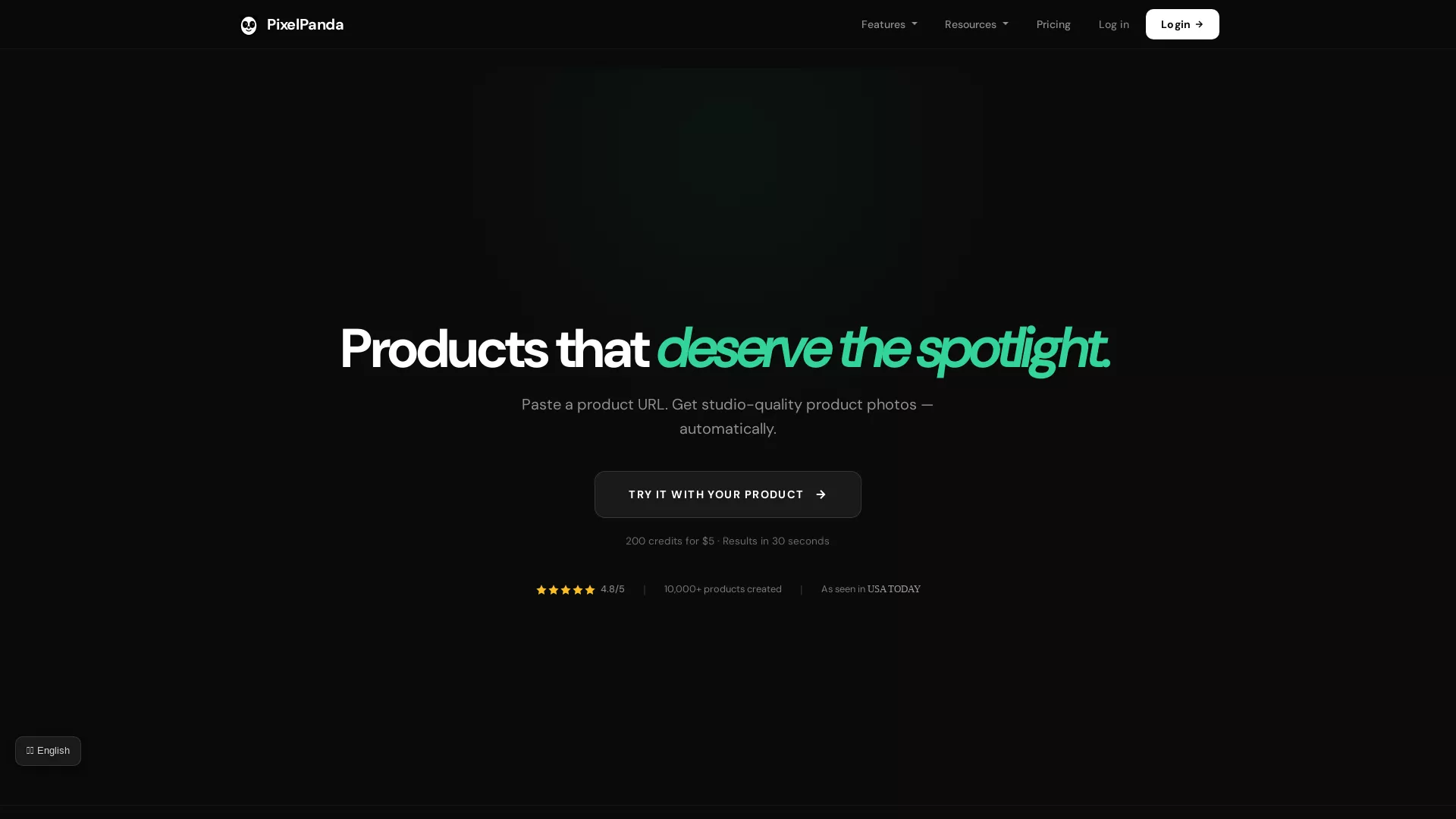 PixelPanda - AI Product Photo Generator Website Screenshot