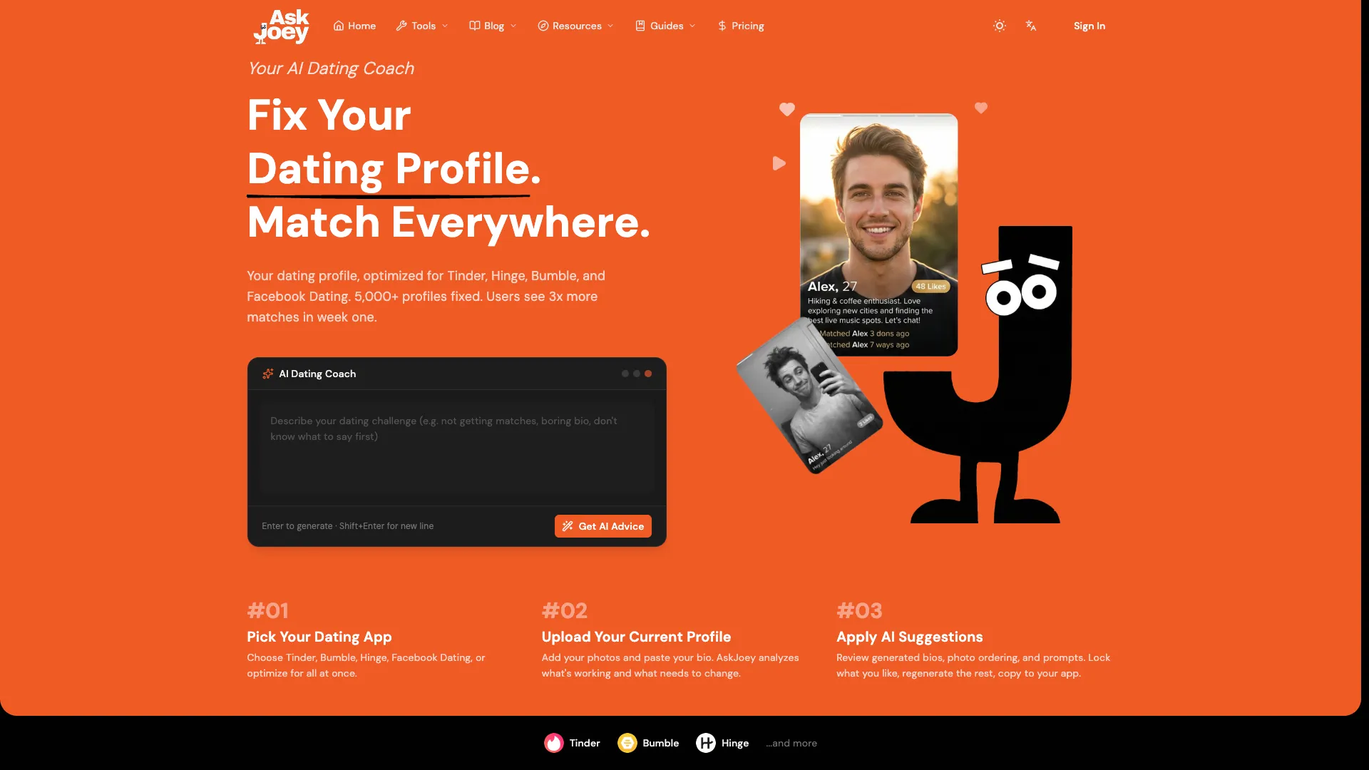 AskJoey - AI Dating Profile Coach Website Screenshot