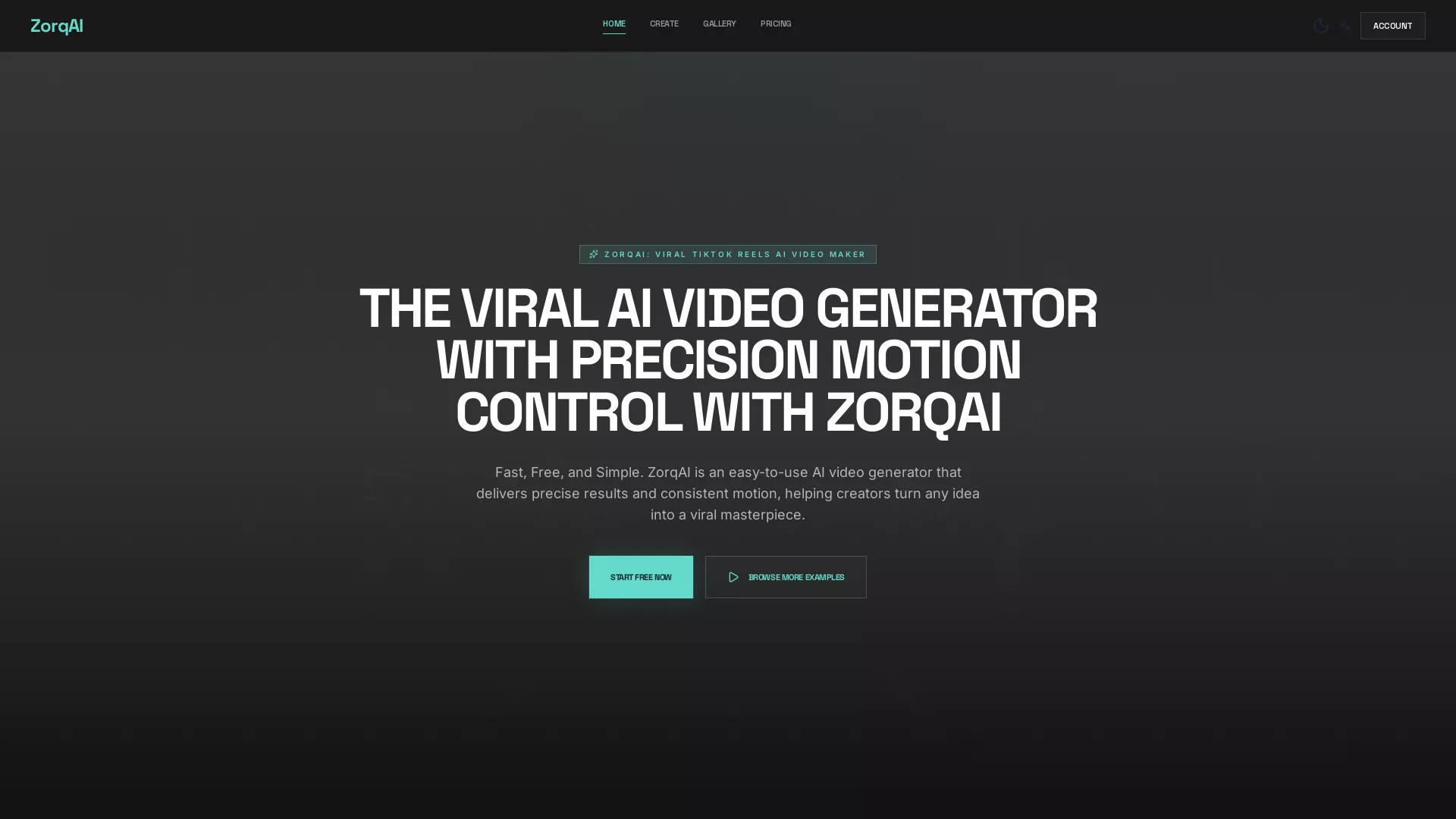 ZorqAI - AI Video Creation Tool Website Screenshot