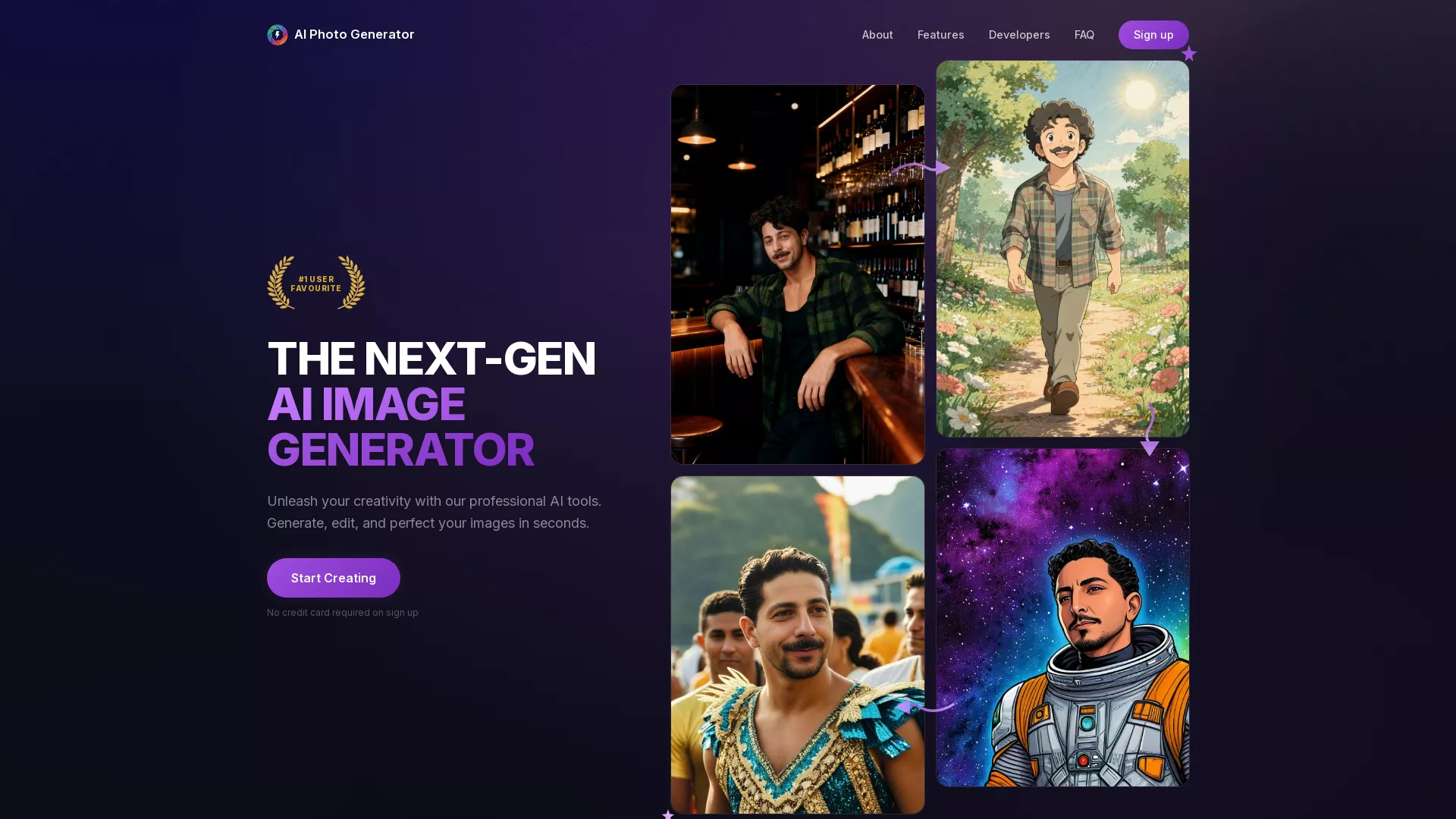 AI Photo Generator - AI Text to Image Tool Website Screenshot