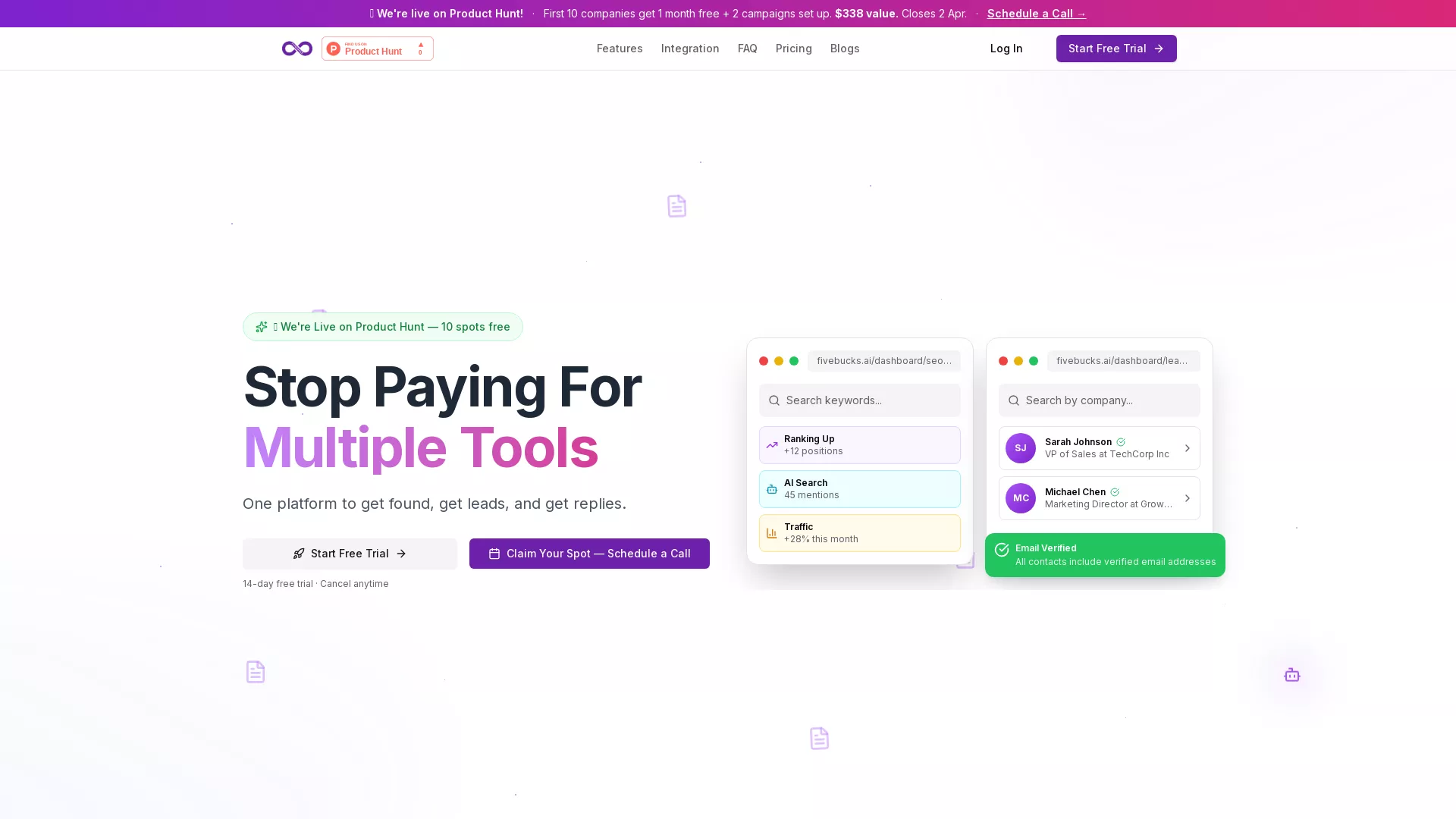 FivebucksAI - AI Business Growth Platform Website Screenshot