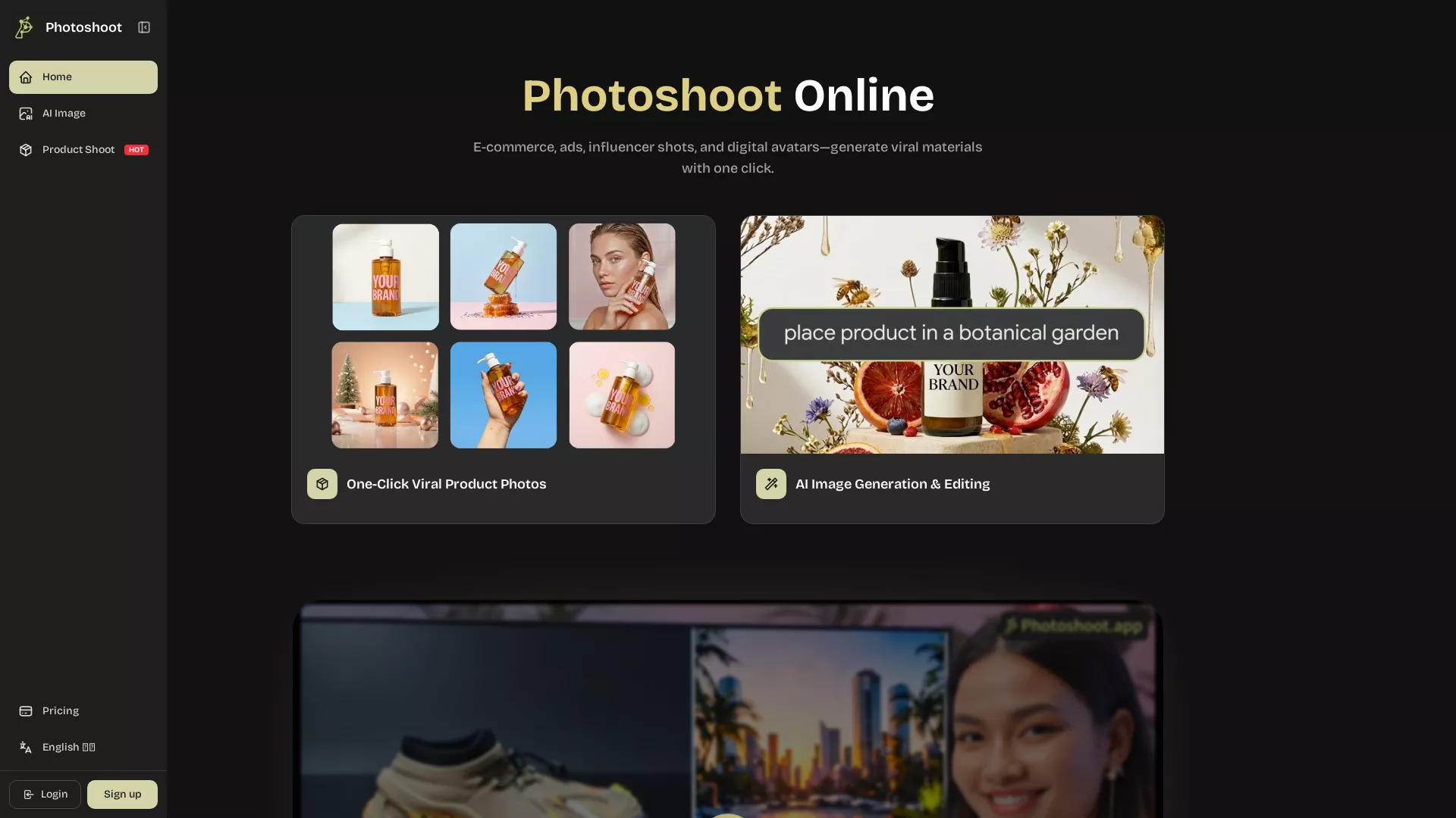 Photoshoot - AI Product Photography Studio Website Screenshot