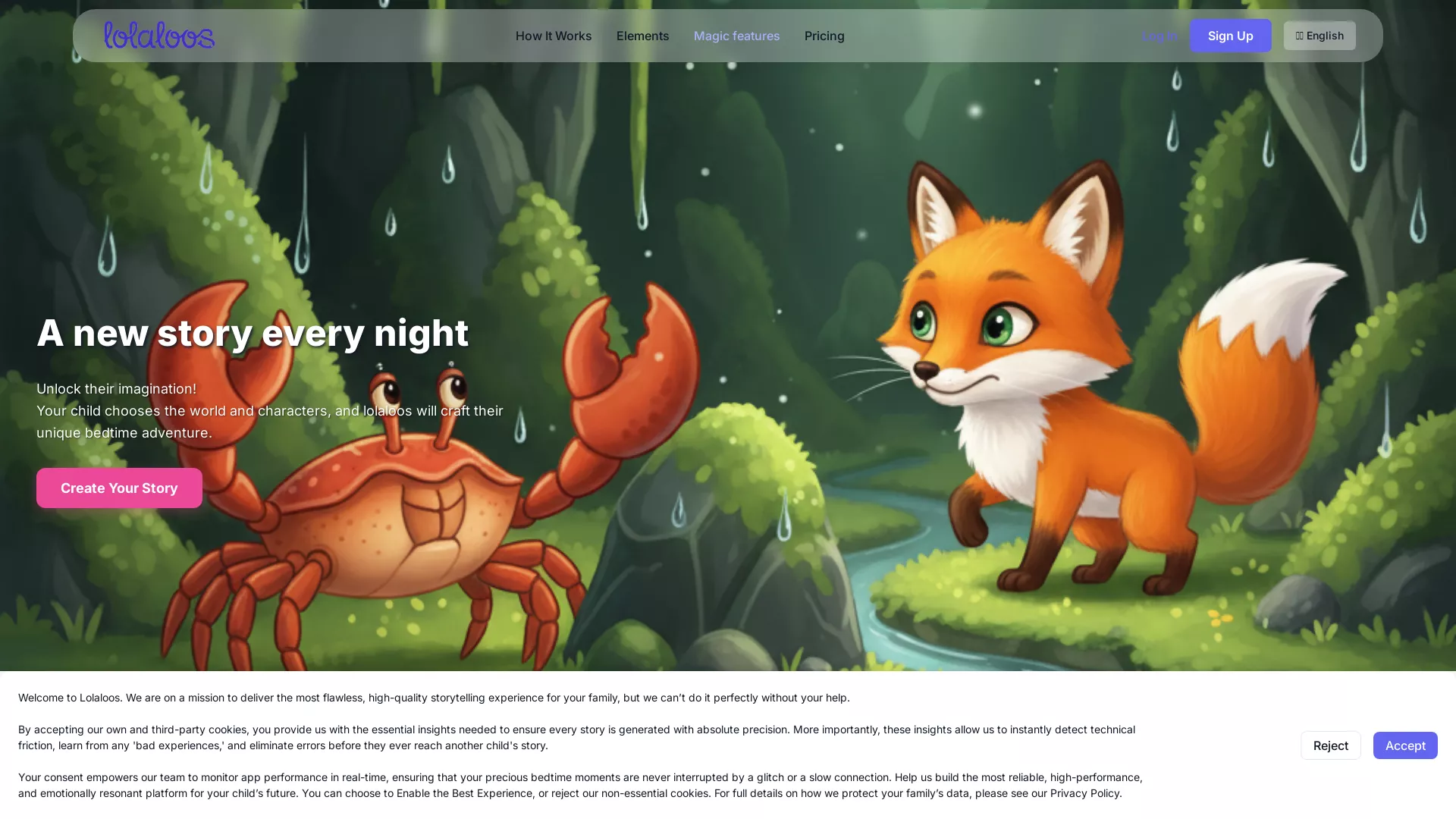 Lolaloos - AI kids' book creation Website Screenshot