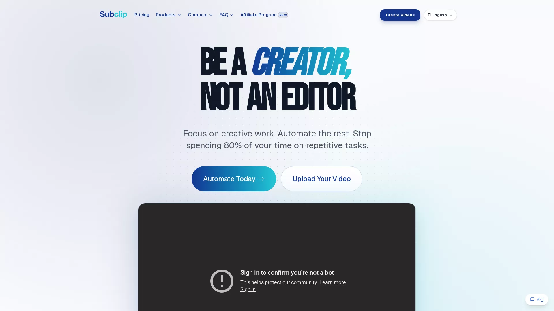 Subclip - AIVideoTranscriptionAndDubbing Website Screenshot