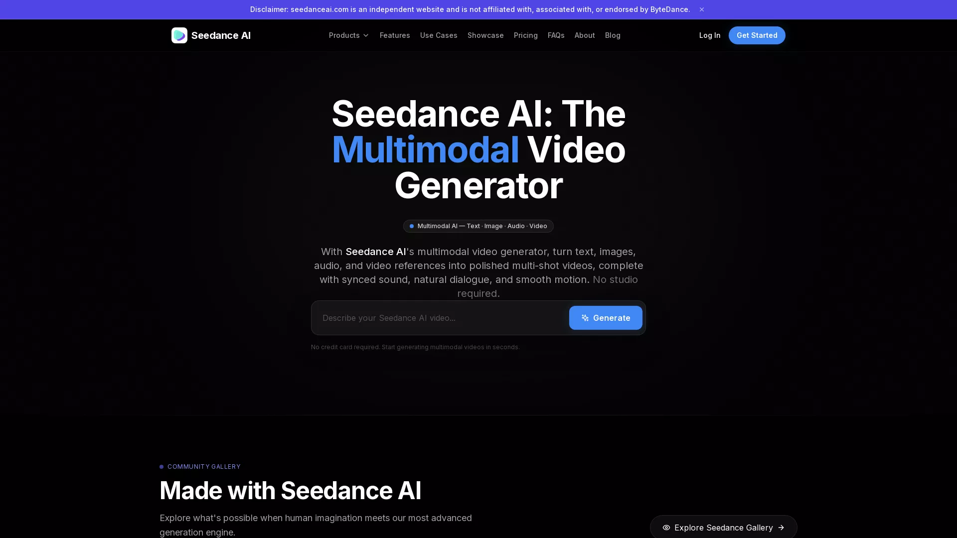 SeeDance Ai - SeeDance Ai, Seedance 2.0, Seedance, Seedance 3 Website Screenshot