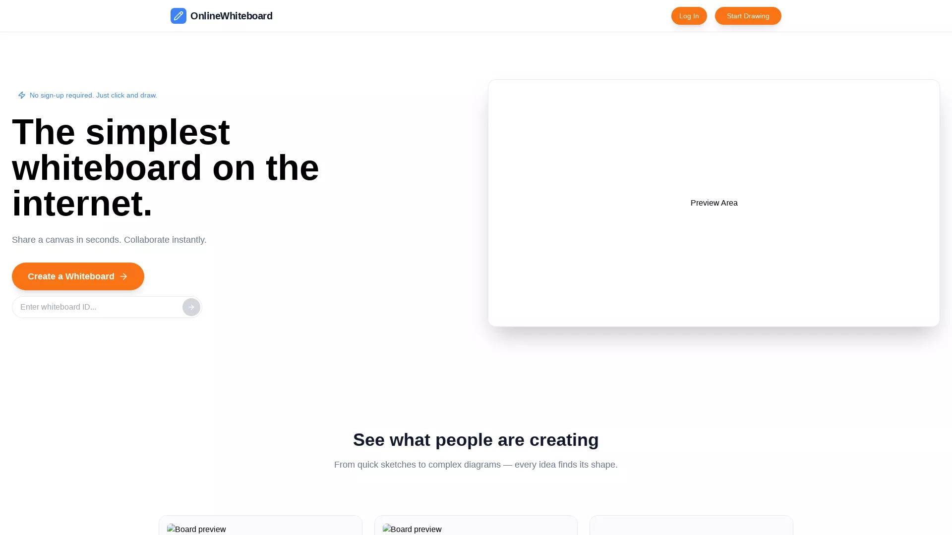 Online Whiteboard - Online Webinar Website Screenshot