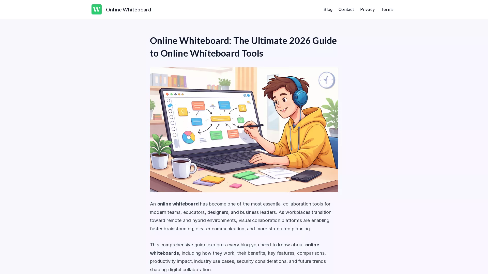 OnlineWhiteboard - AI Collaboration Tool Website Screenshot