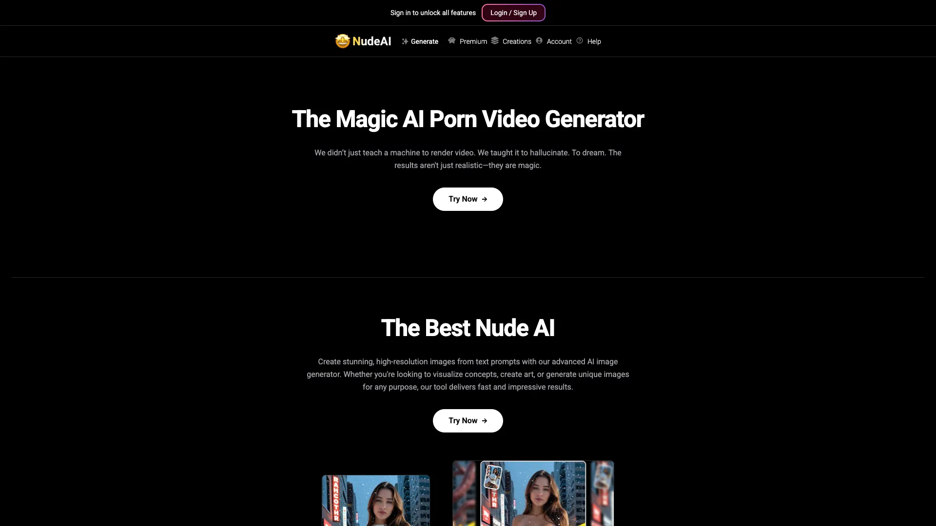 NudeAIPornGenerator - AI Adult Content Generator Website Screenshot