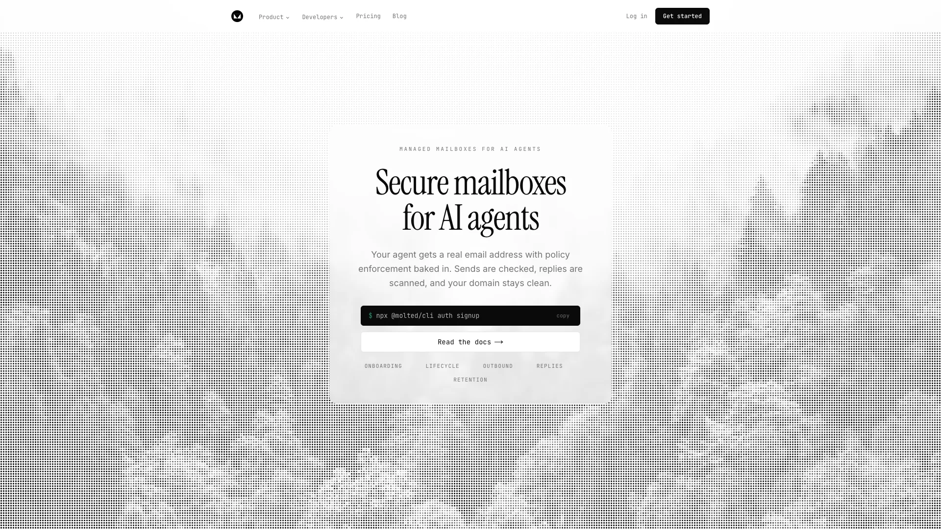 MoltedEmail - Email Security Tool Website Screenshot