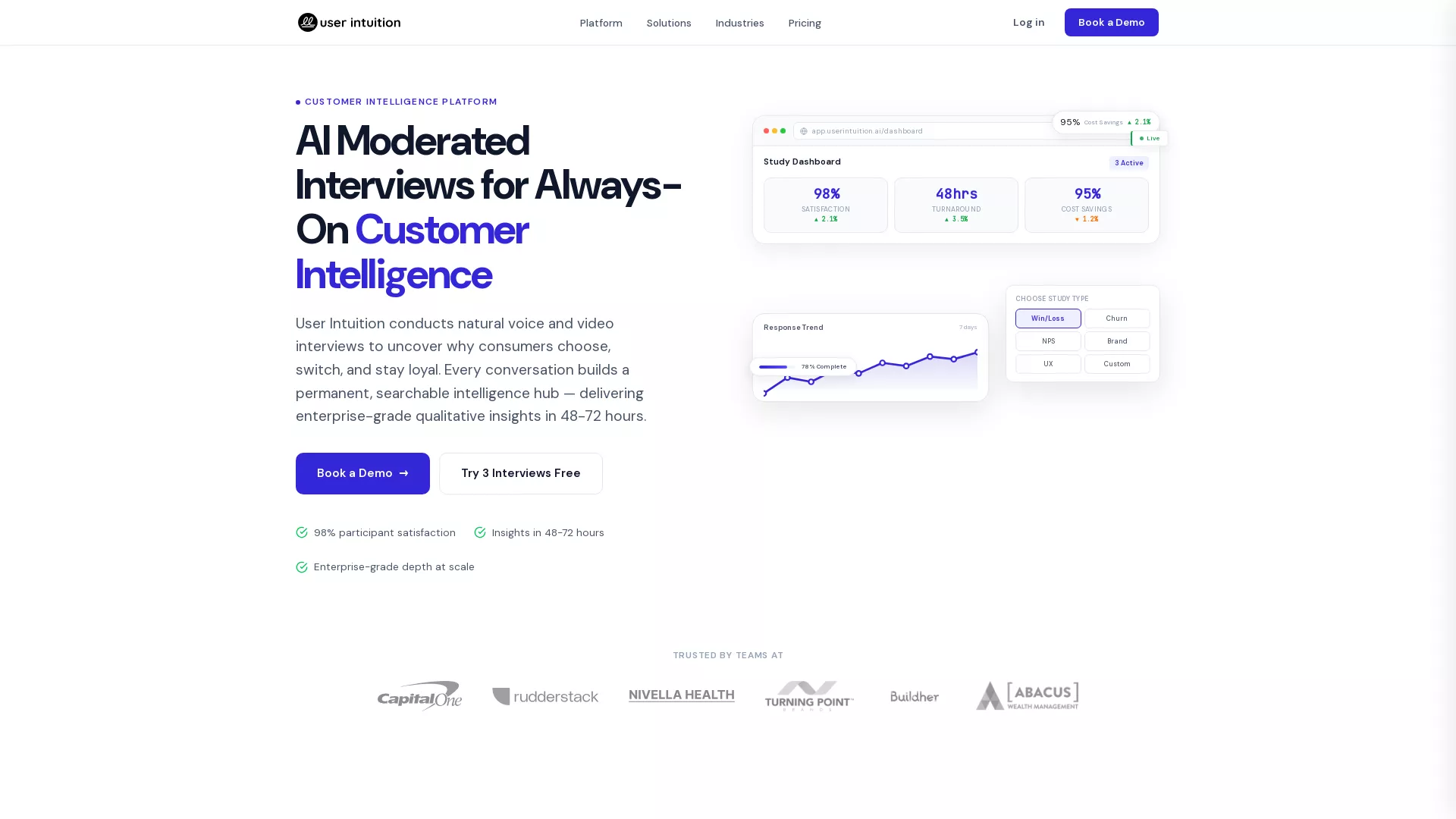 UserIntuition - AI Consumer Insights Website Screenshot