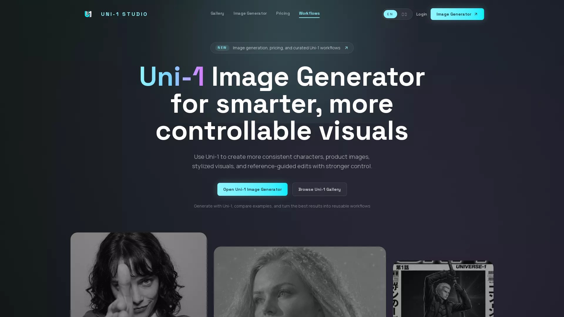 Uni1Studio - AI Productivity App Website Screenshot