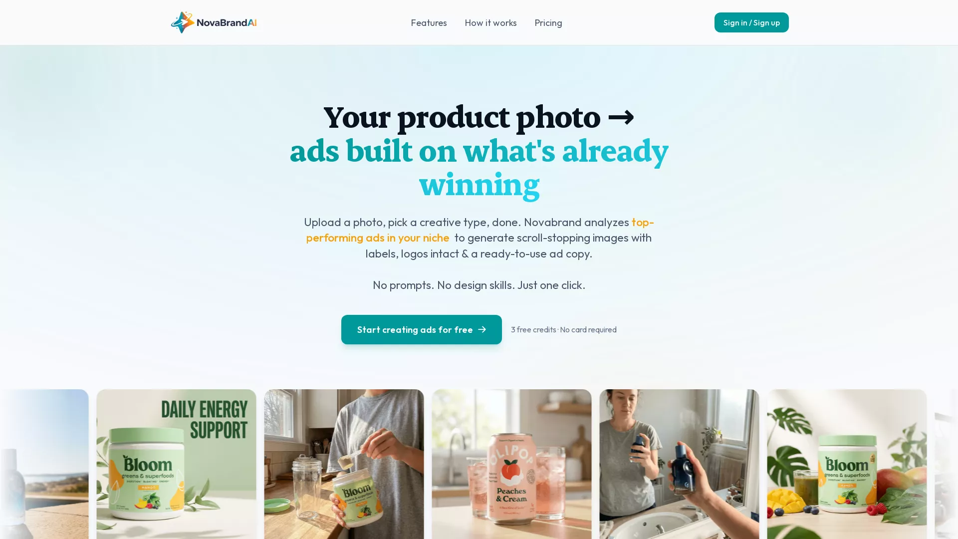 NovaBrandAI - AIAdGenerator Website Screenshot