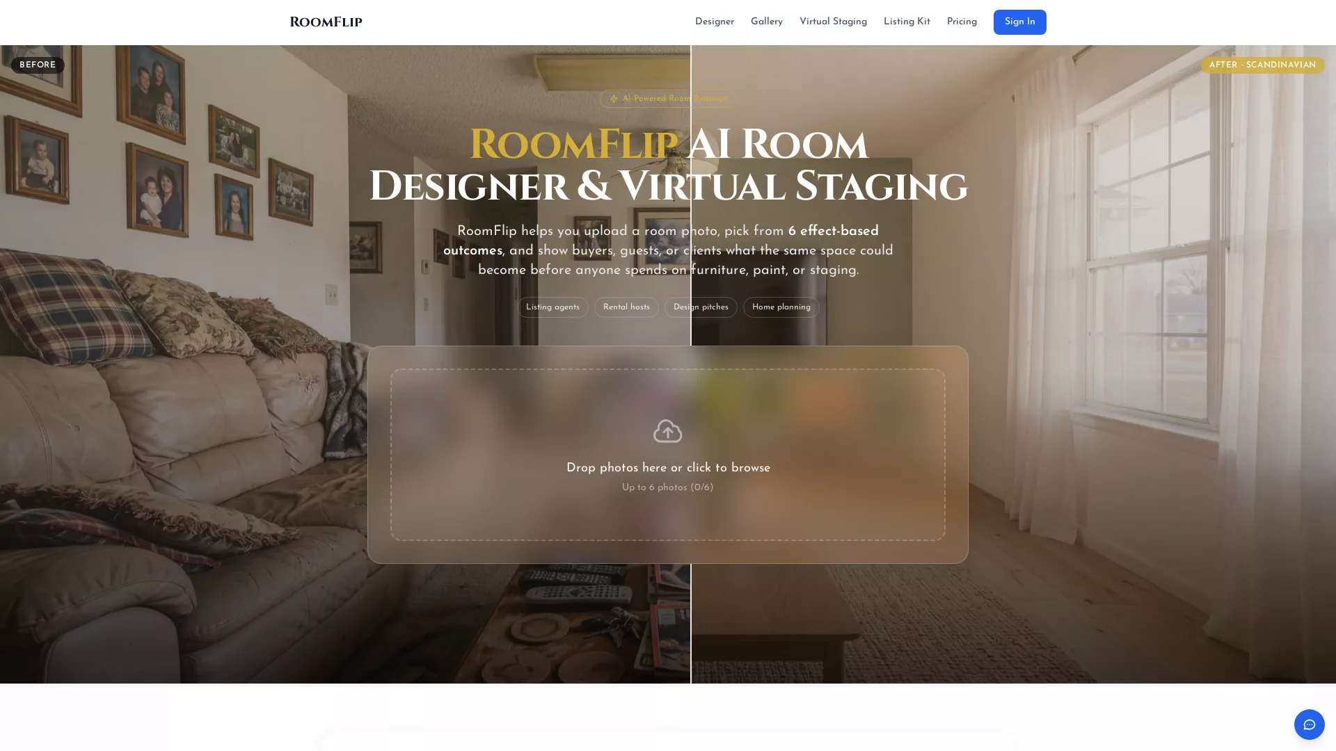RoomFlip - AI Room Design Website Screenshot
