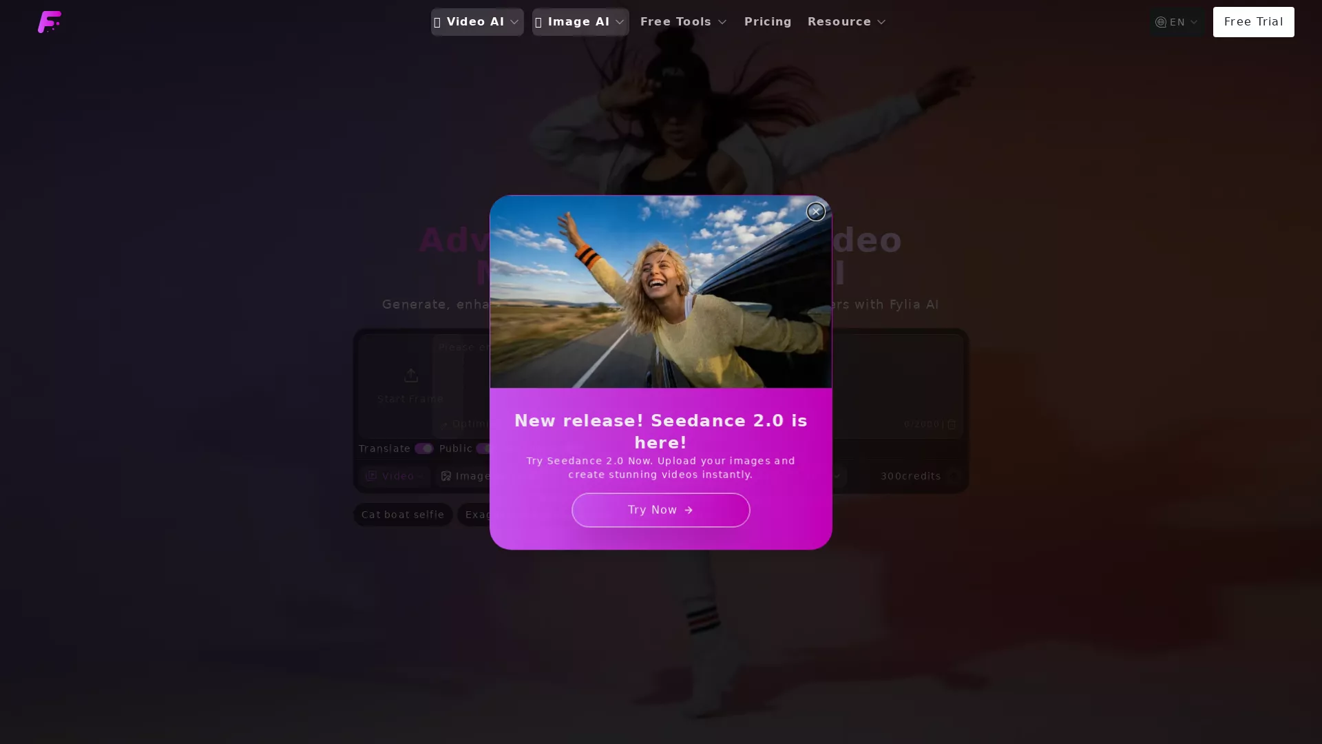Fylia AI - AI Image to Video Tool Website Screenshot