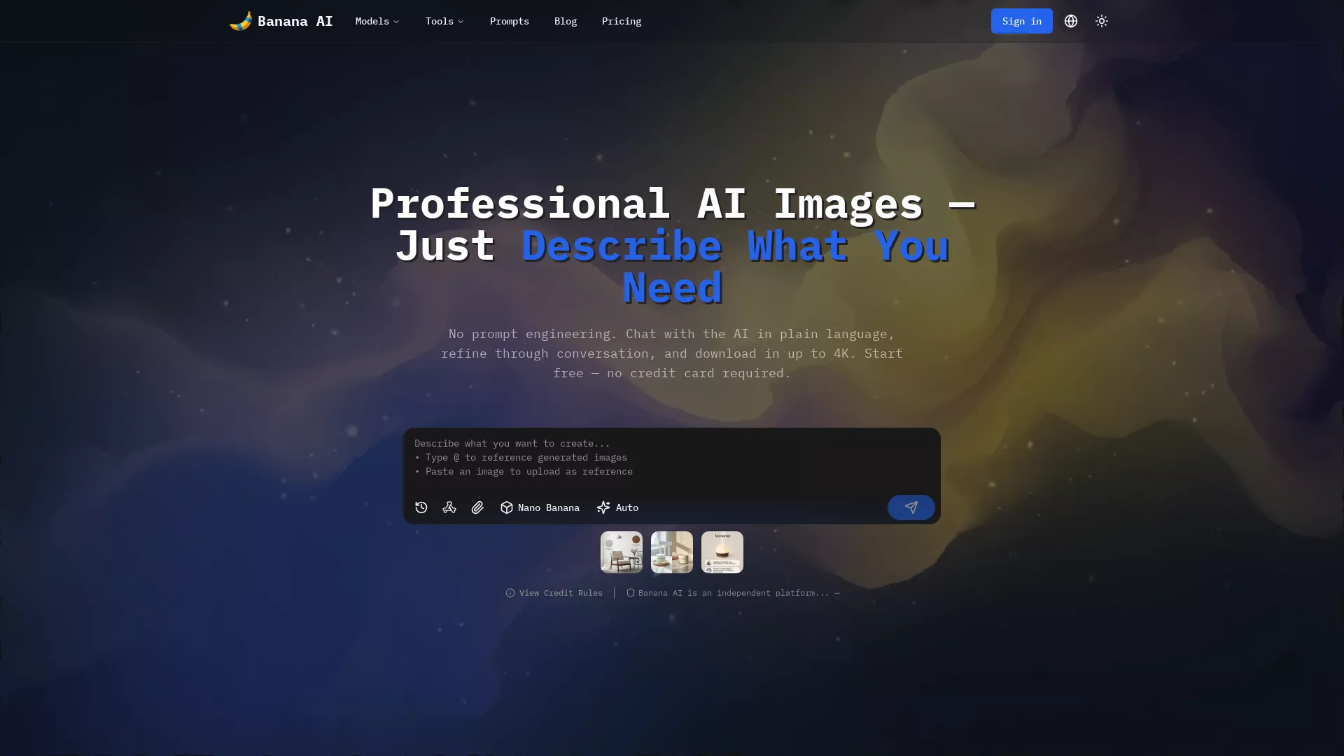 Banana AI - Banana AI Image Generator Website Screenshot