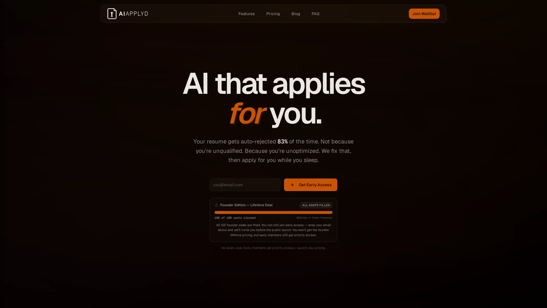 AIApplyd - AI Job Application Tool Website Screenshot