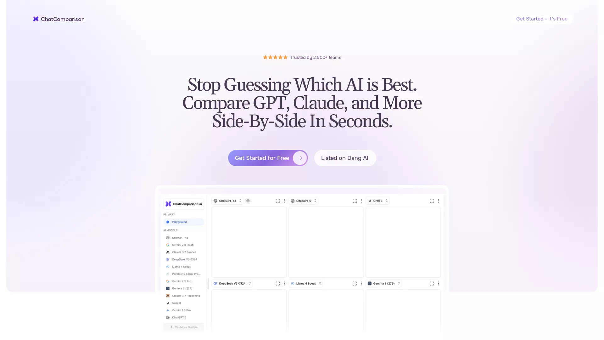 ChatComparison - AI Comparison Tool Website Screenshot