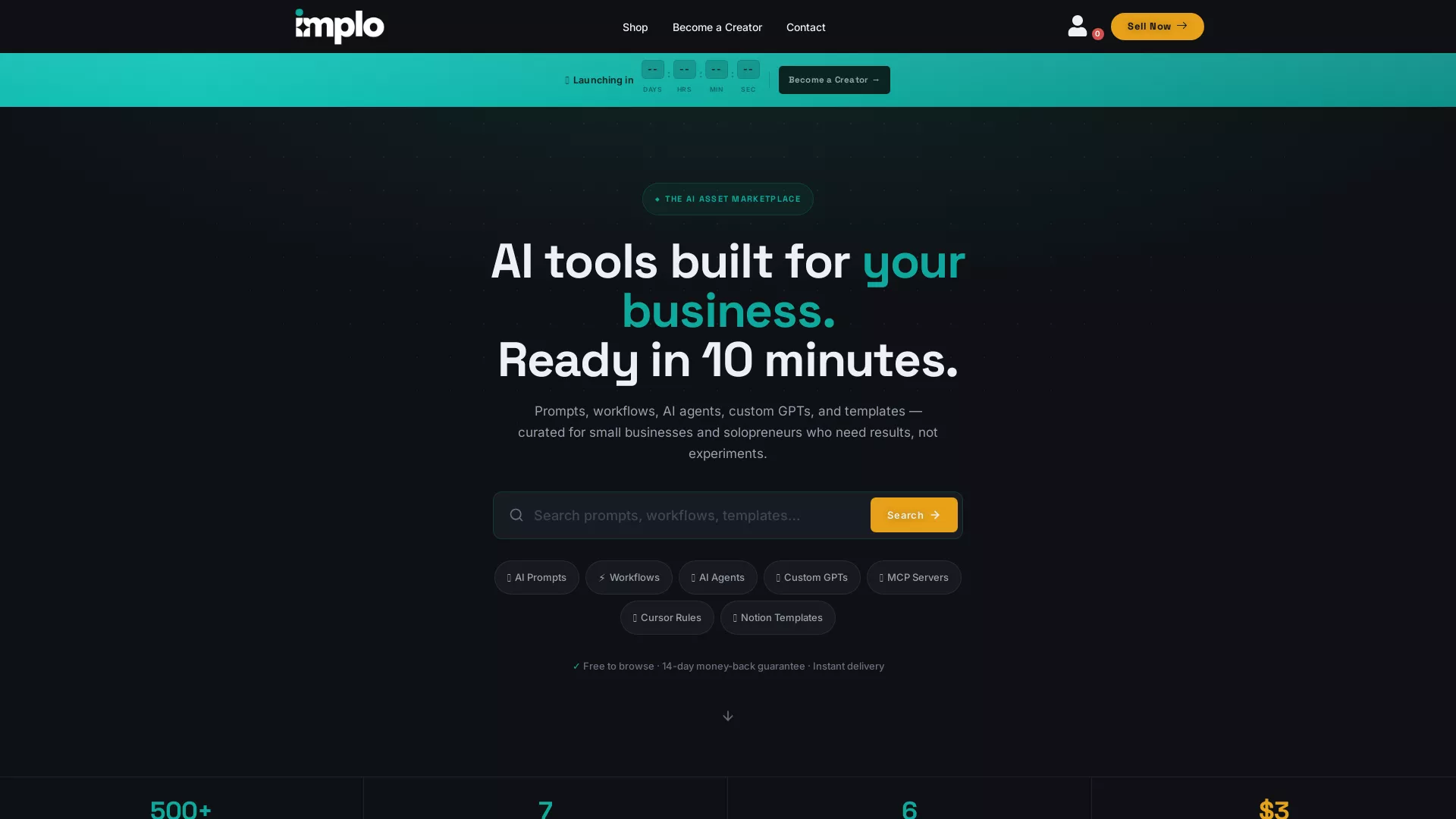 ImploAI - AI Marketplace Website Screenshot